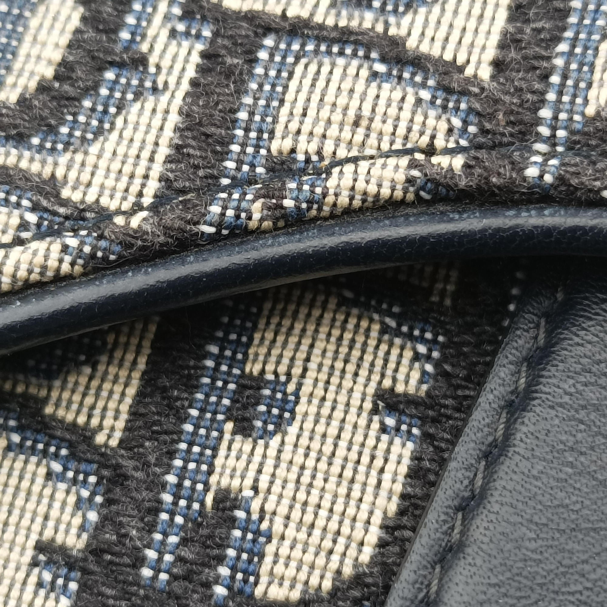 Pre-owned Christian Dior Saddle Navy Jacquard×Leather  bum bag/waist bag | stylenewstar