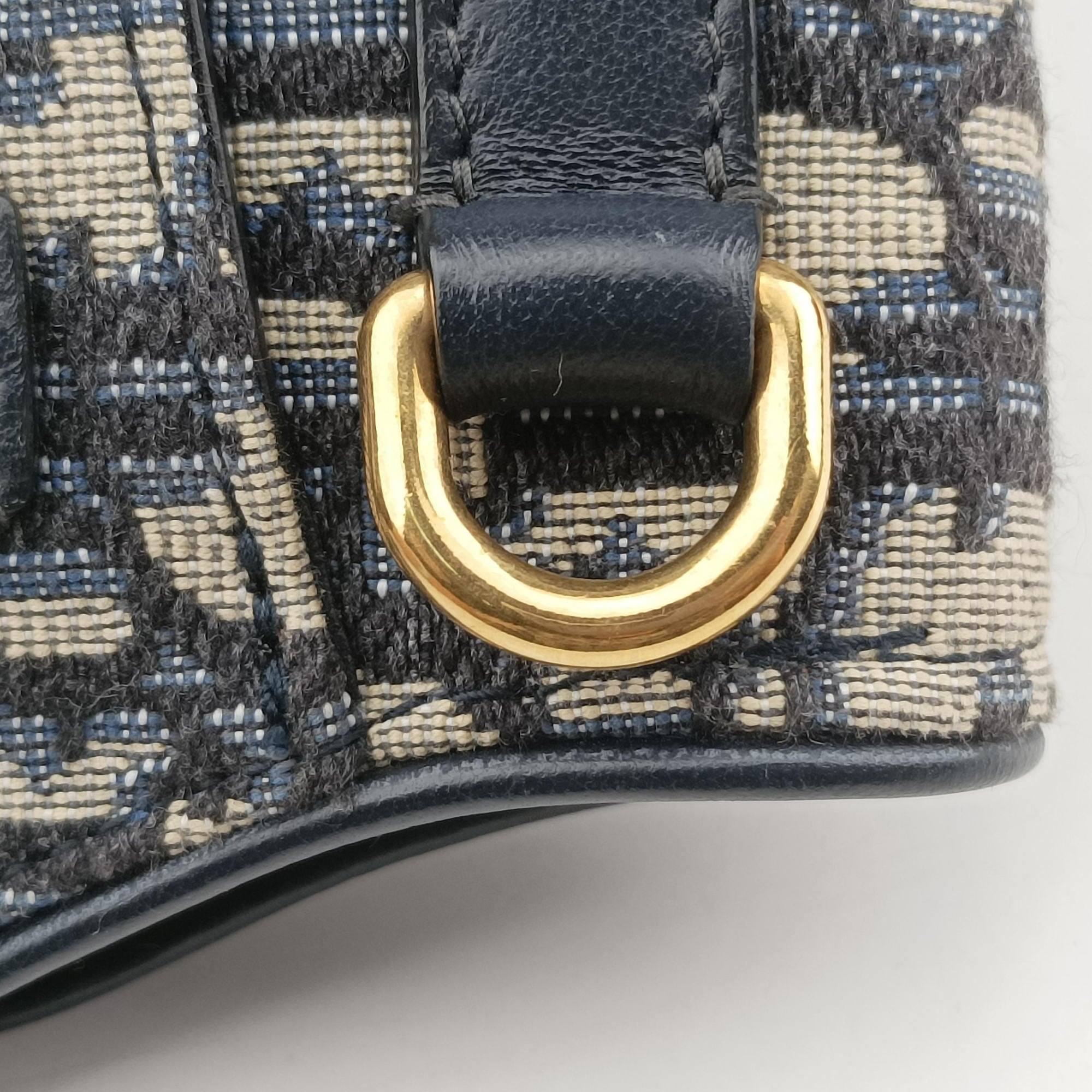 Pre-owned Christian Dior Saddle Navy Jacquard×Leather  bum bag/waist bag | stylenewstar