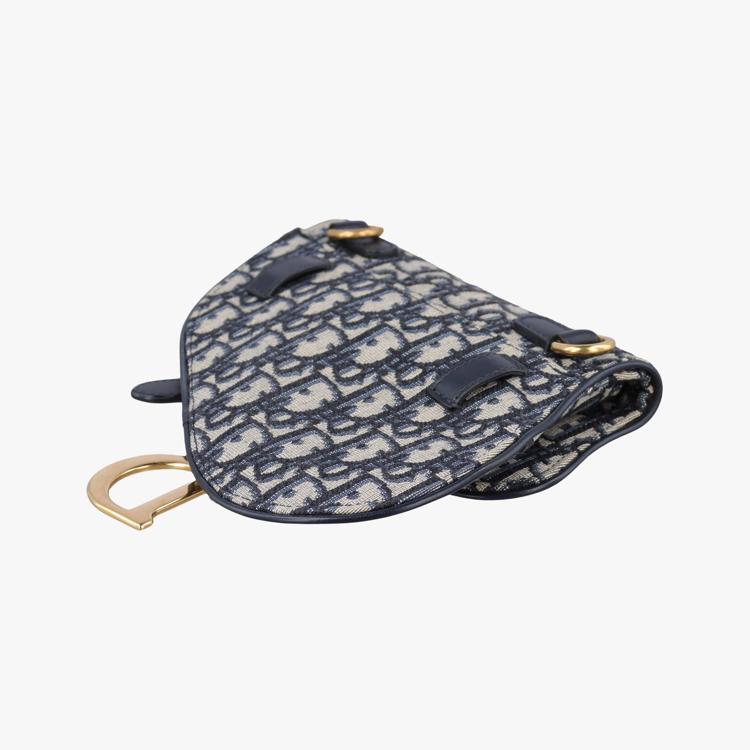 Pre-owned Christian Dior Saddle Navy Jacquard×Leather  bum bag/waist bag | stylenewstar