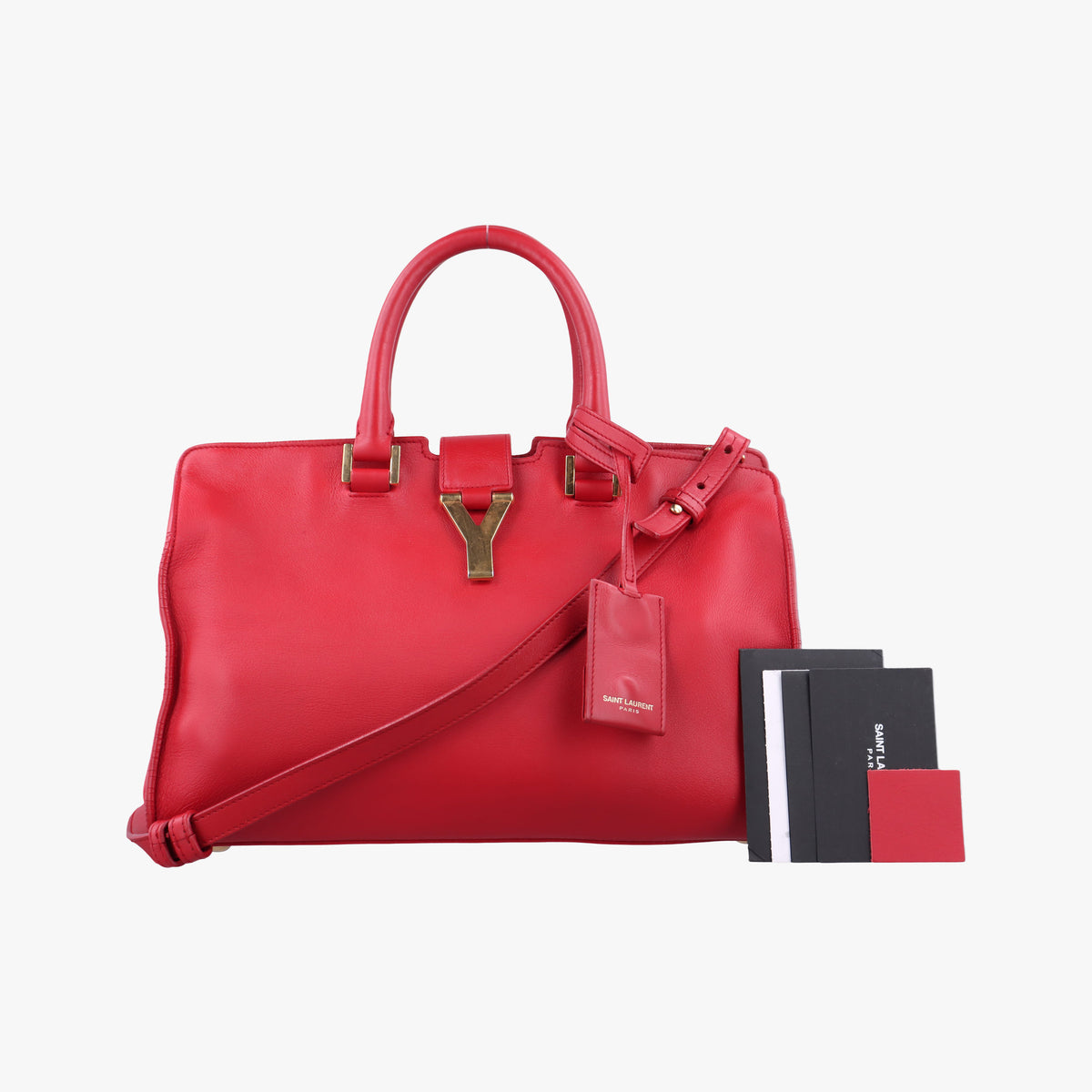 Pre-owned Yves Saint Laurent Y Ligne Petit Cabas Red Leather 311210 shoulderbag | stylenewstar