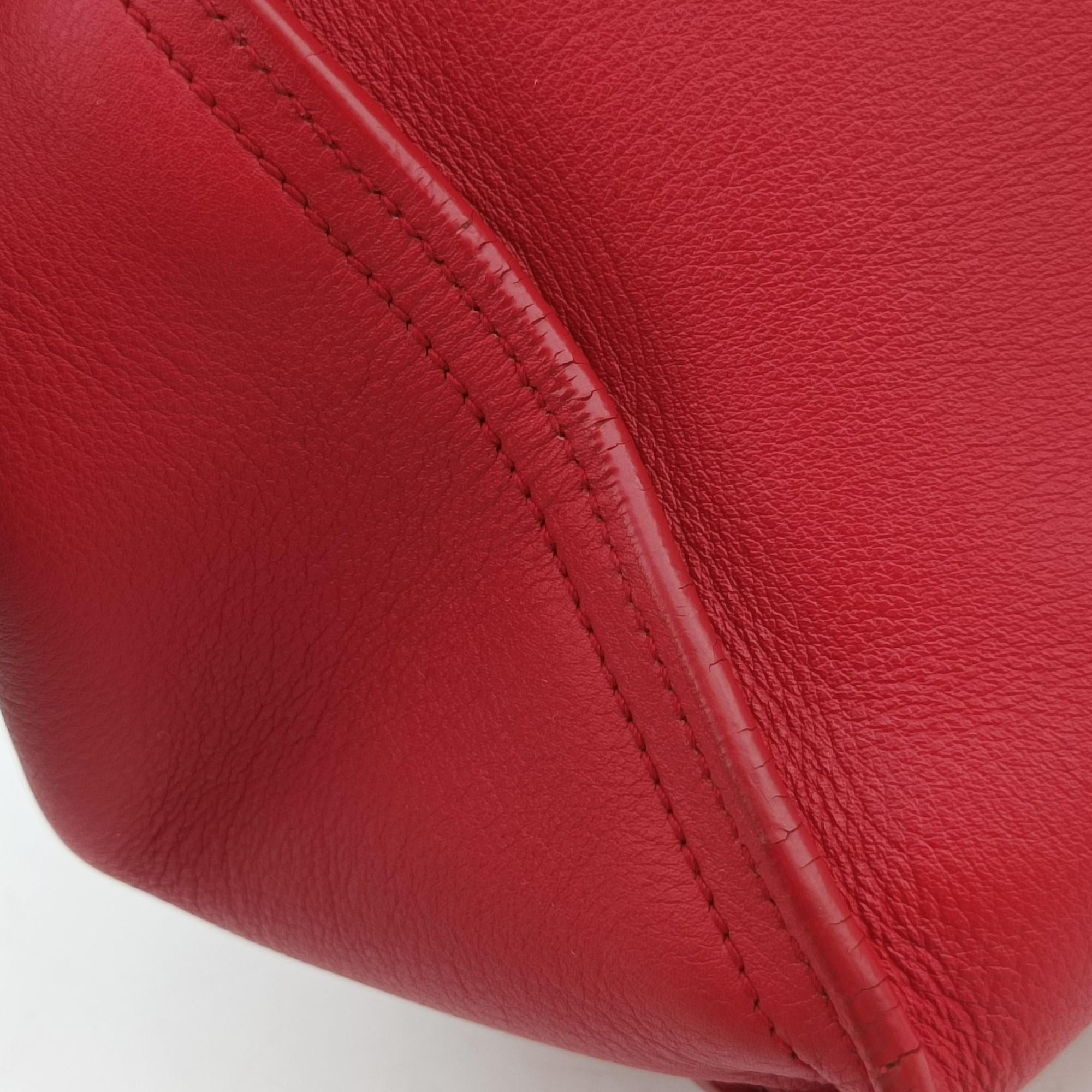 Pre-owned Yves Saint Laurent Y Ligne Petit Cabas Red Leather 311210 shoulderbag | stylenewstar