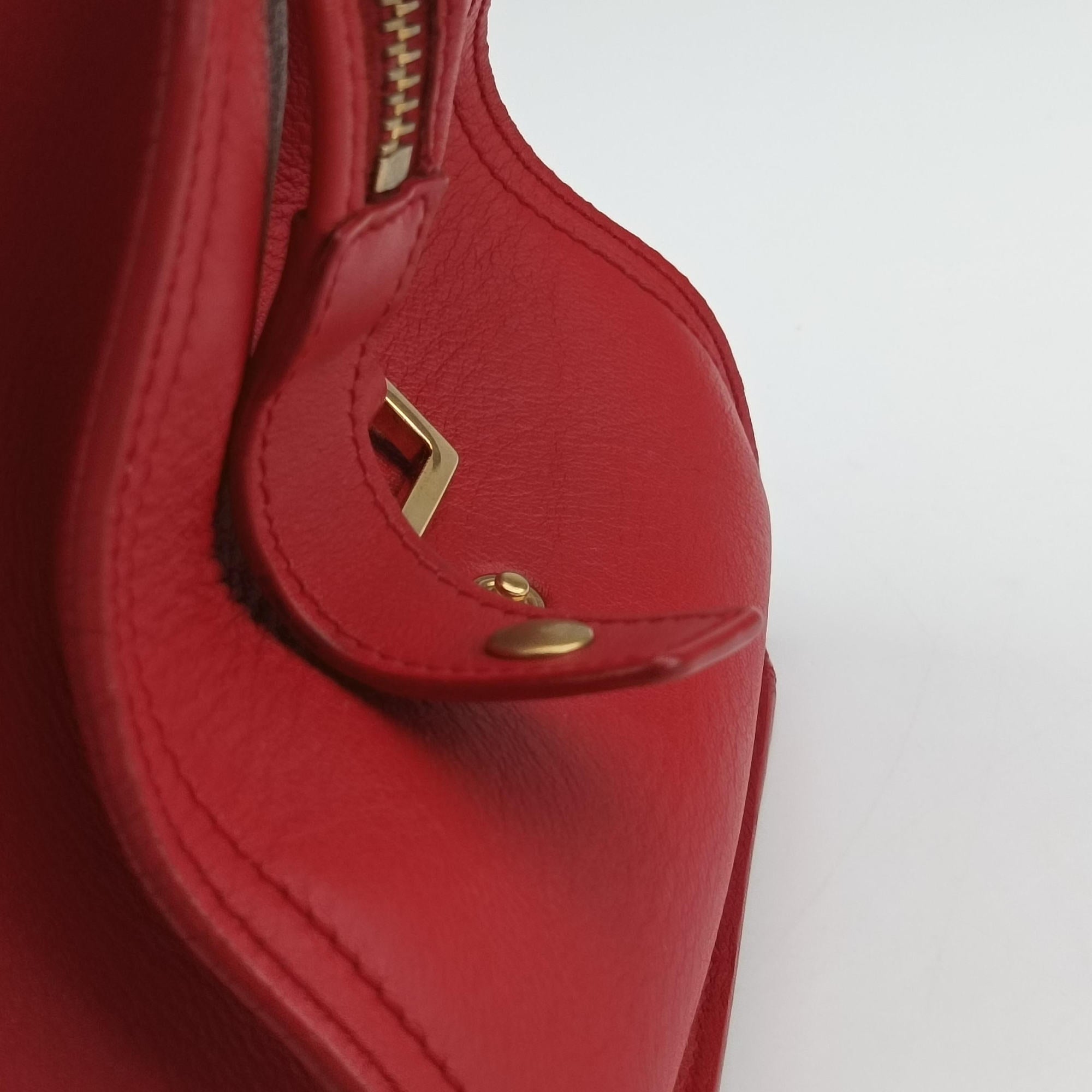 Pre-owned Yves Saint Laurent Y Ligne Petit Cabas Red Leather 311210 shoulderbag | stylenewstar