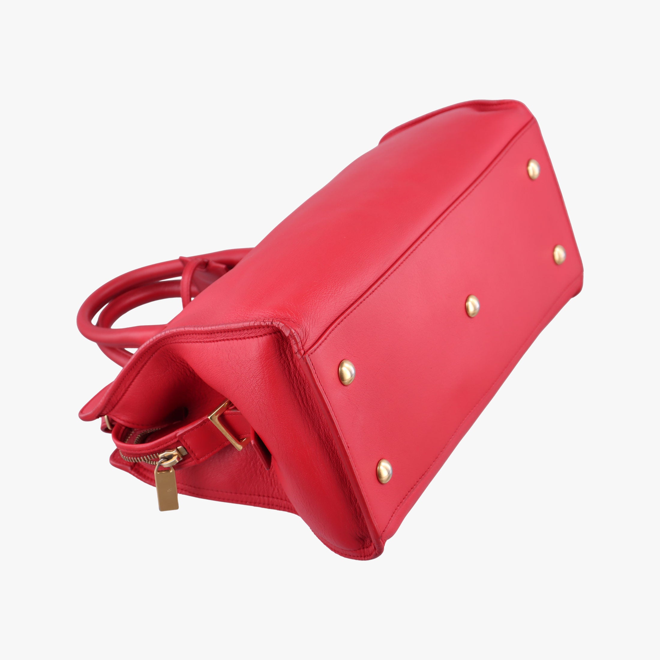 Pre-owned Yves Saint Laurent Y Ligne Petit Cabas Red Leather 311210 shoulderbag | stylenewstar