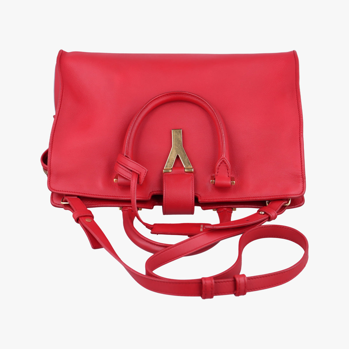 Pre-owned Yves Saint Laurent Y Ligne Petit Cabas Red Leather 311210 shoulderbag | stylenewstar