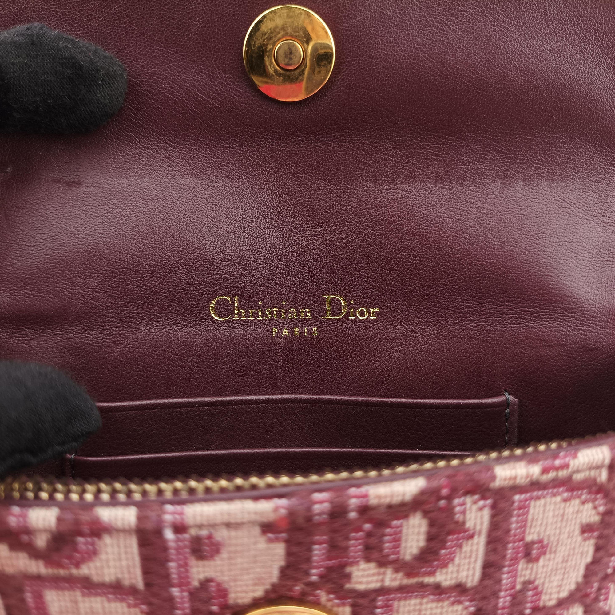 Pre-owned Christian Dior Saddle Red Jacquard  bum bag/waist bag | stylenewstar