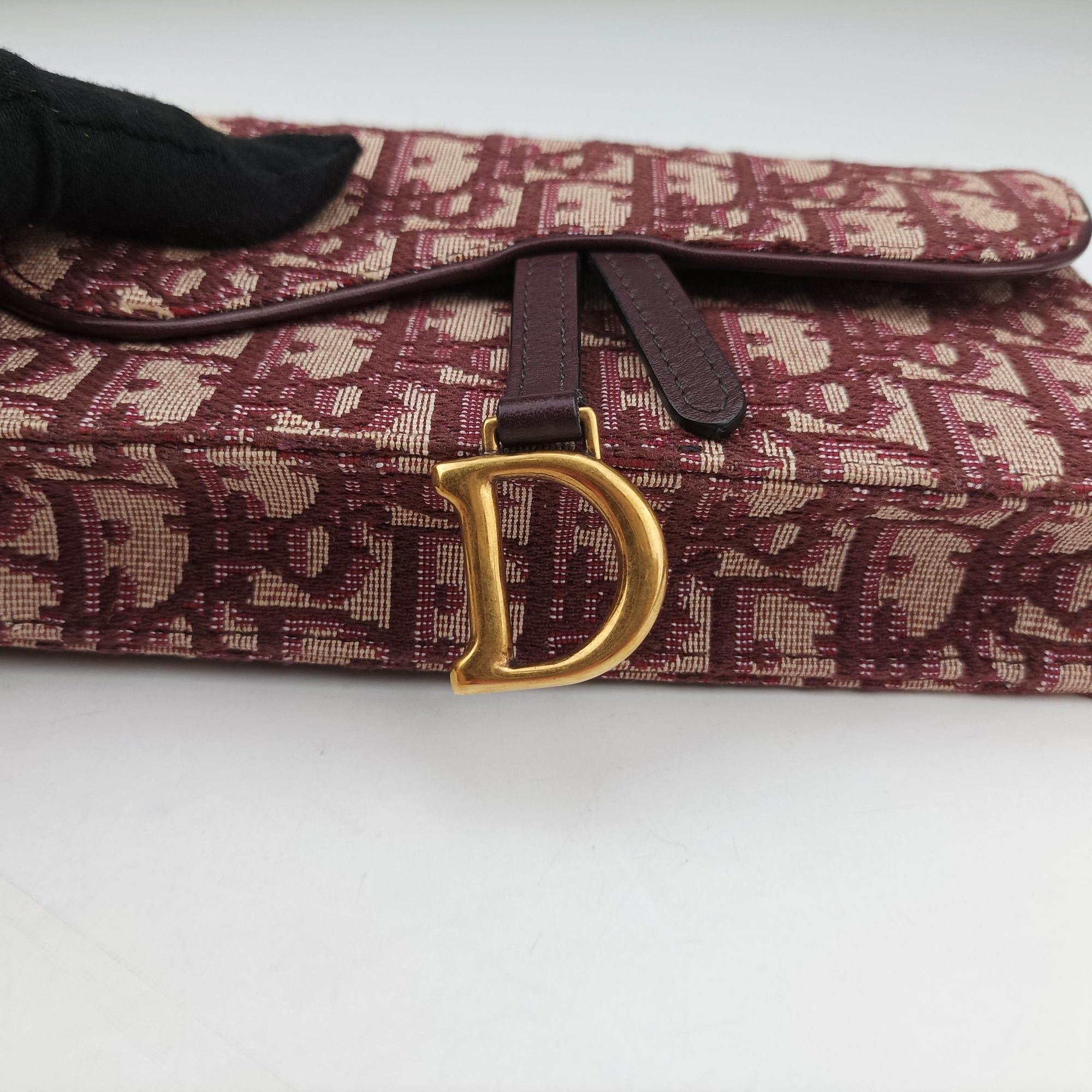 Pre-owned Christian Dior Saddle Red Jacquard  bum bag/waist bag | stylenewstar