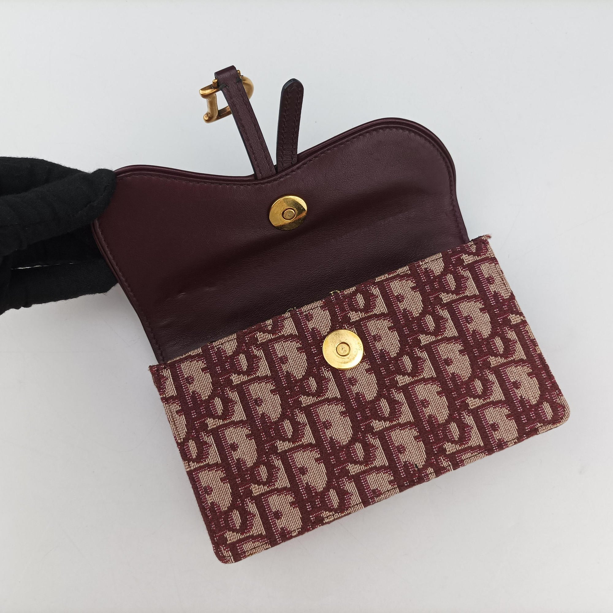 Pre-owned Christian Dior Saddle Red Jacquard  bum bag/waist bag | stylenewstar