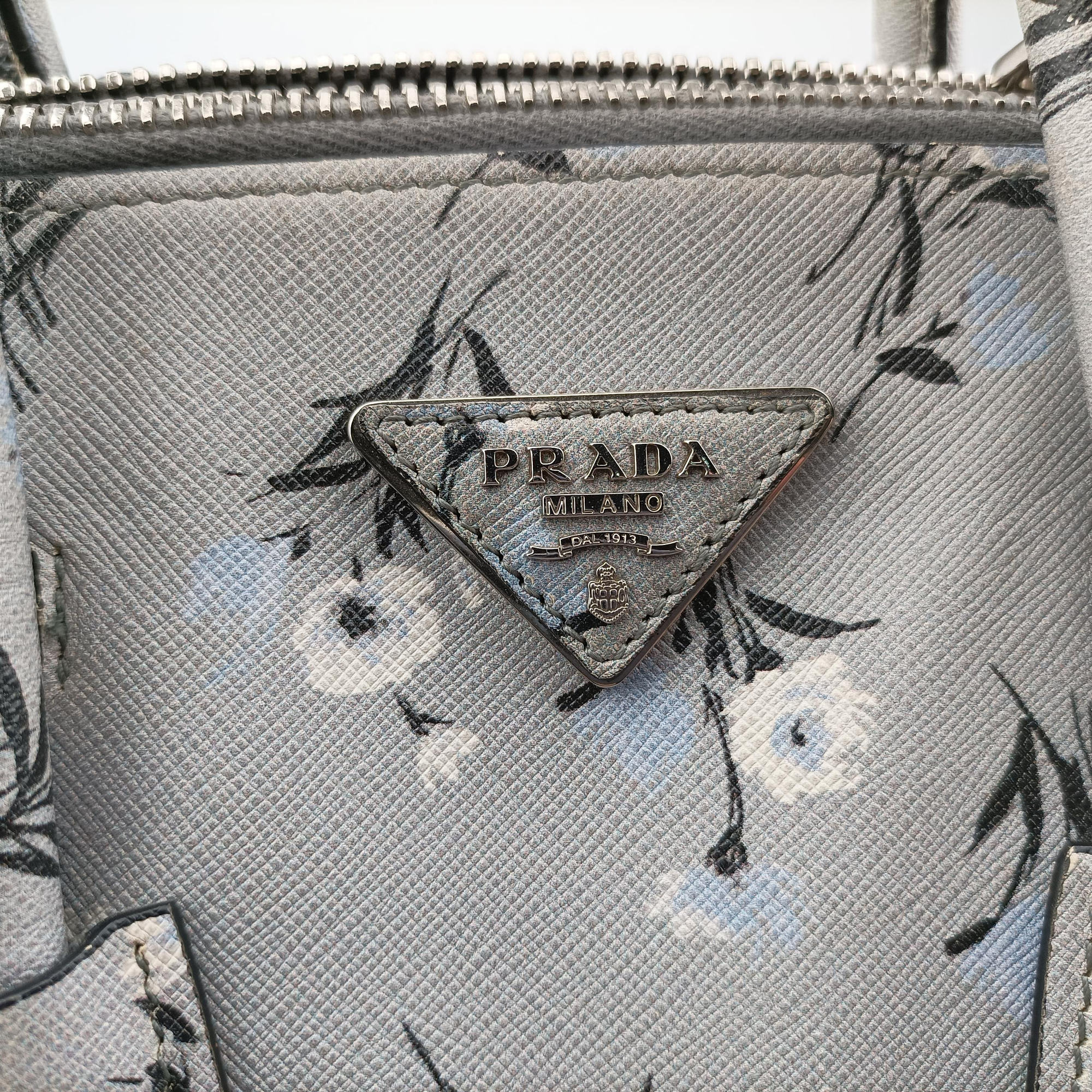 Pre-owned Prada Double Zip Tote Floral Print Multicolour SaffianoLeather BL837P shoulderbag | stylenewstar