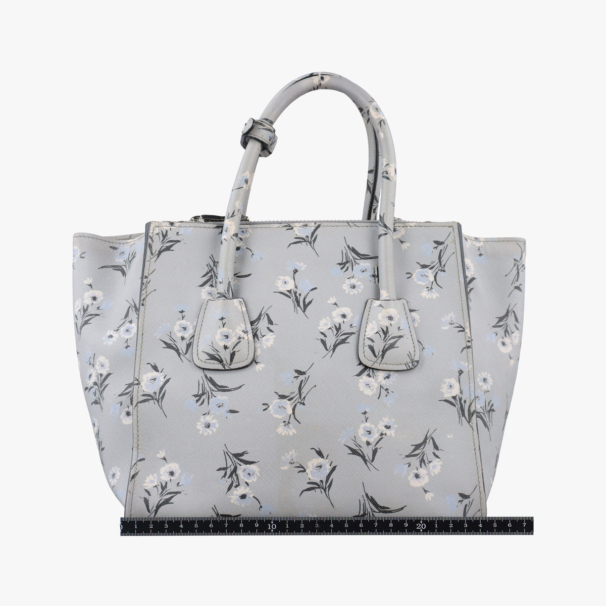 Pre-owned Prada Double Zip Tote Floral Print Multicolour SaffianoLeather BL837P shoulderbag | stylenewstar