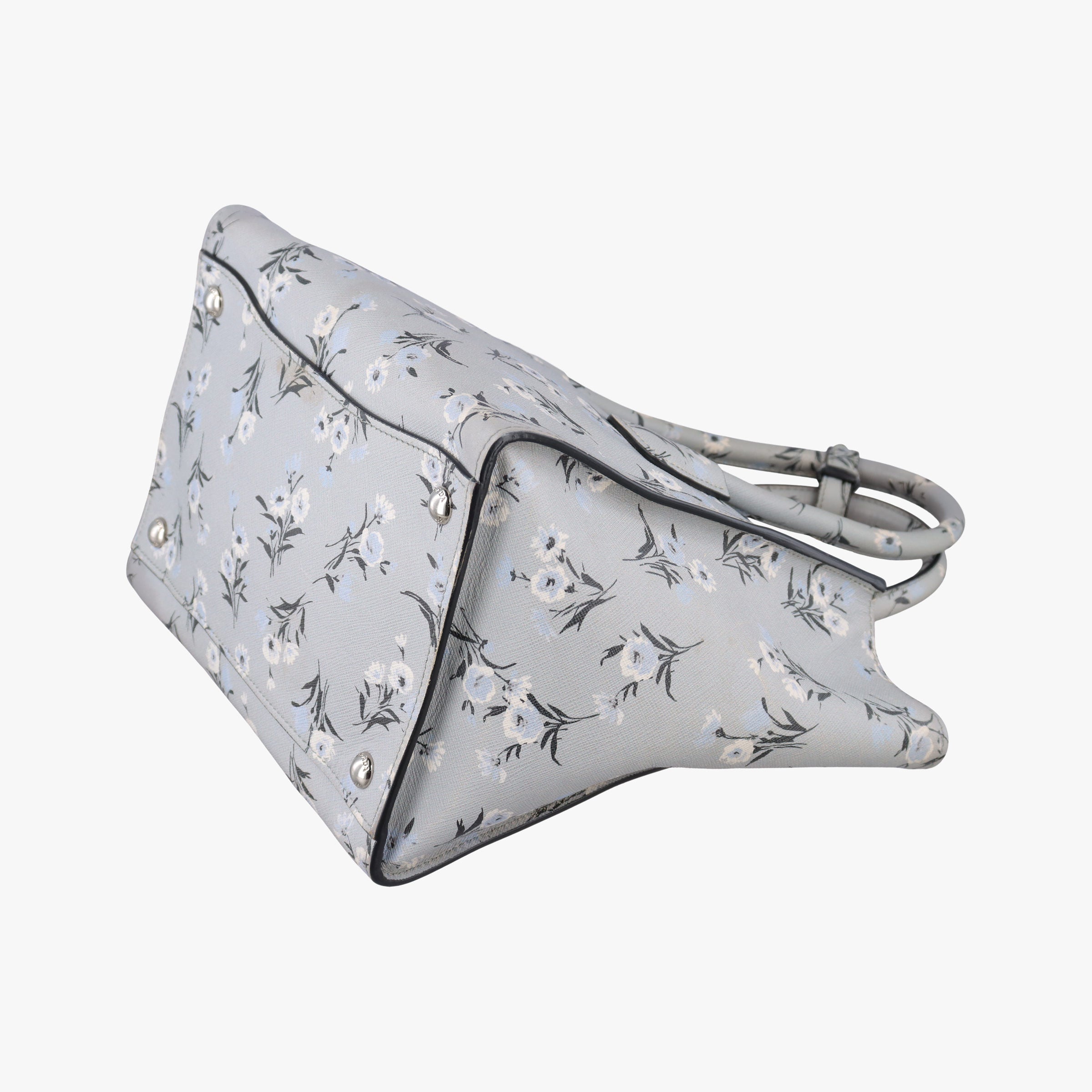 Pre-owned Prada Double Zip Tote Floral Print Multicolour SaffianoLeather BL837P shoulderbag | stylenewstar