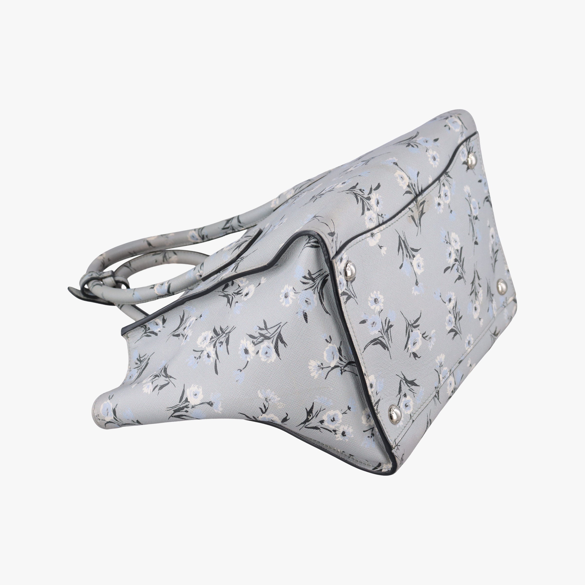 Pre-owned Prada Double Zip Tote Floral Print Multicolour SaffianoLeather BL837P shoulderbag | stylenewstar