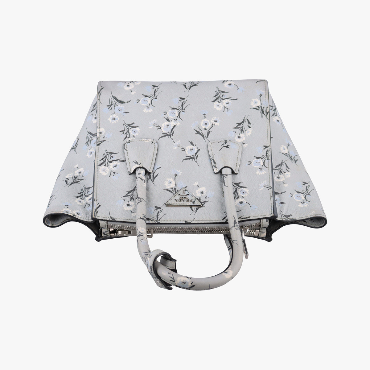 Pre-owned Prada Double Zip Tote Floral Print Multicolour SaffianoLeather BL837P shoulderbag | stylenewstar