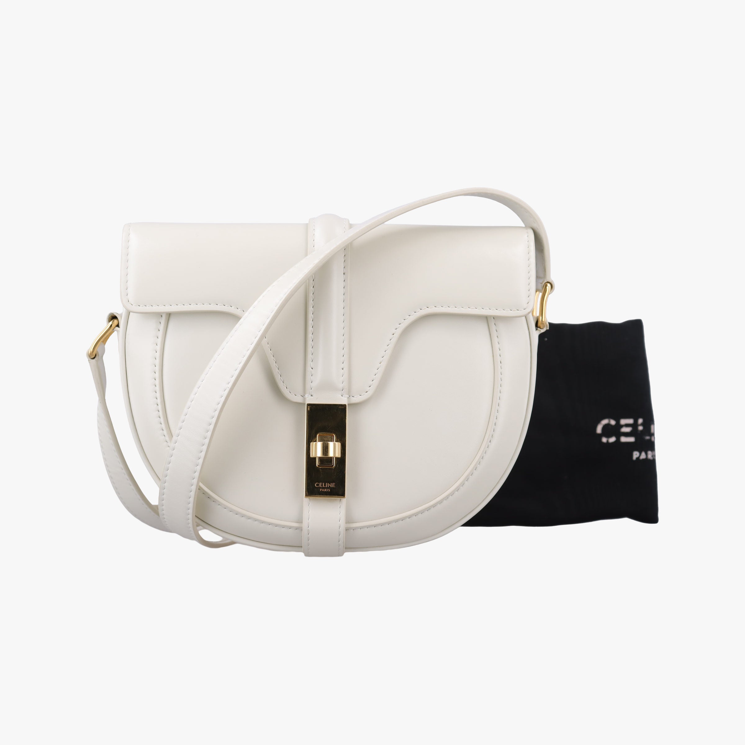 Pre-owned Celine Small Besace 16 White Leather  shoulderbag | stylenewstar