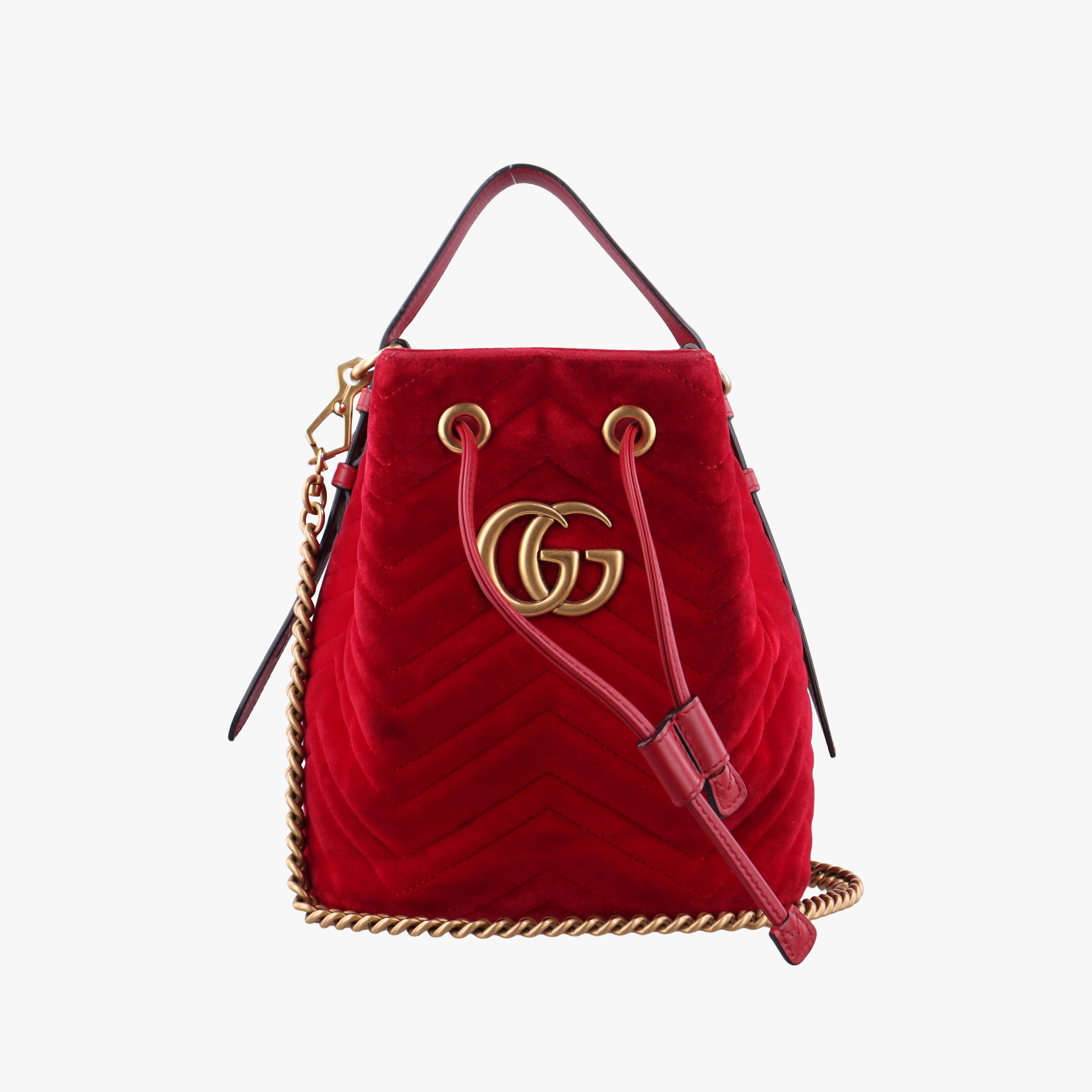 Secondhand Gucci GG Marmont Red velour 525081 shoulderbag | stylenewstar