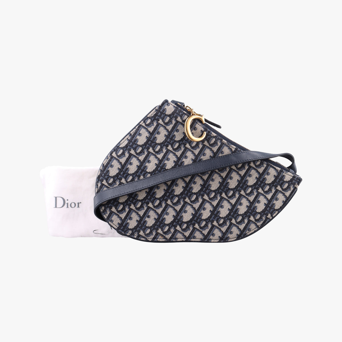 Pre-owned Christian Dior Saddle Blue Jacquard  shoulderbag | stylenewstar