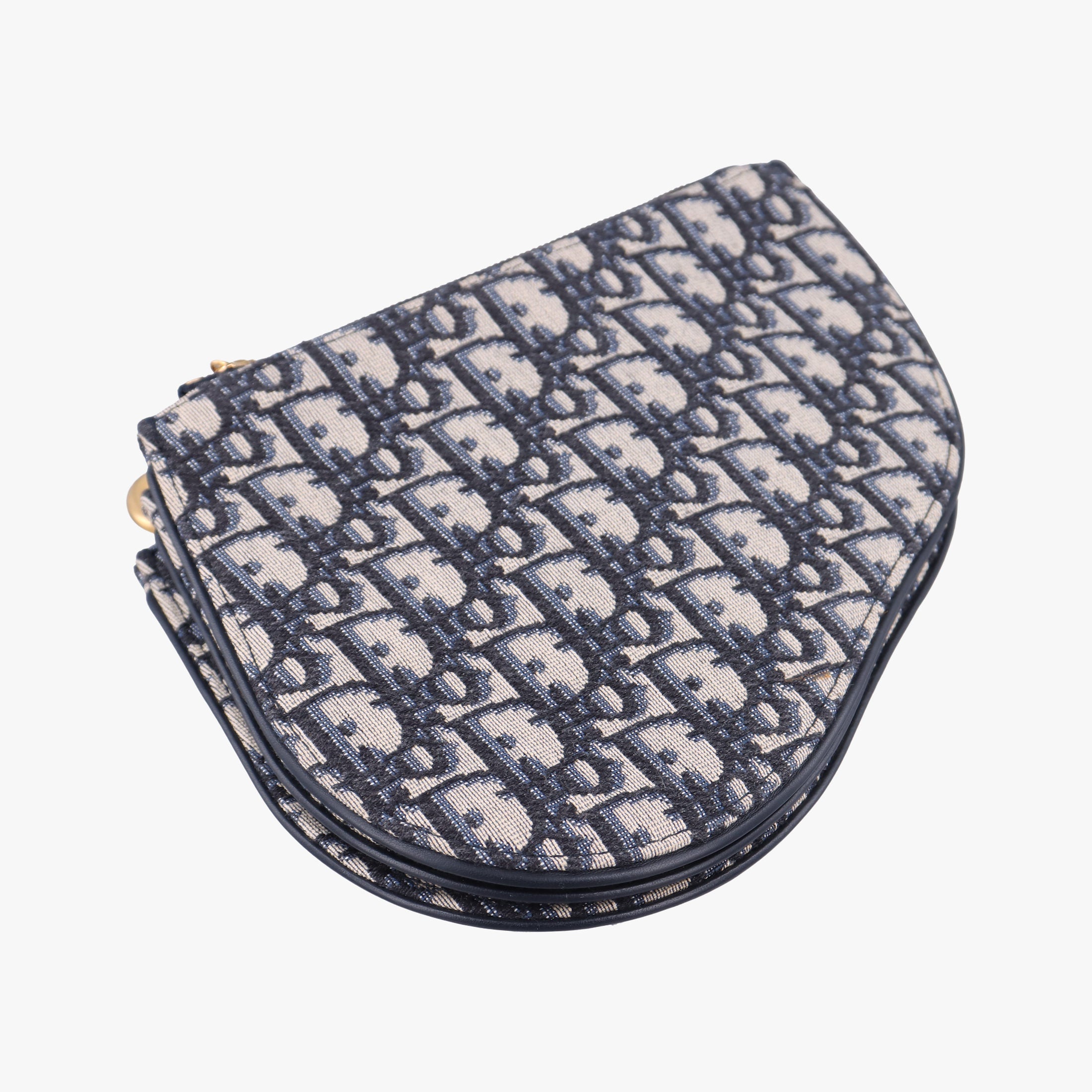 Pre-owned Christian Dior Saddle Blue Jacquard  shoulderbag | stylenewstar