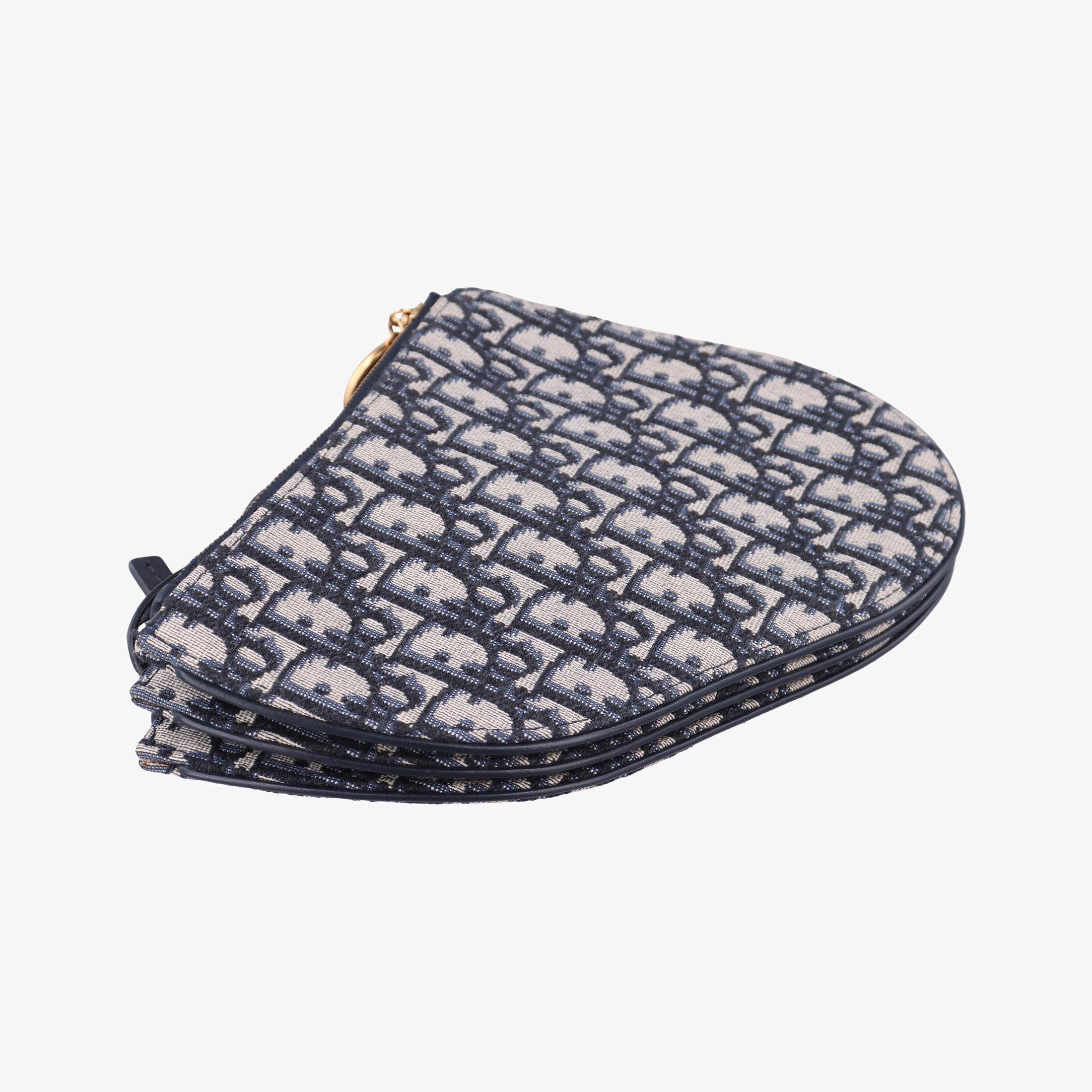 Pre-owned Christian Dior Saddle Blue Jacquard  shoulderbag | stylenewstar