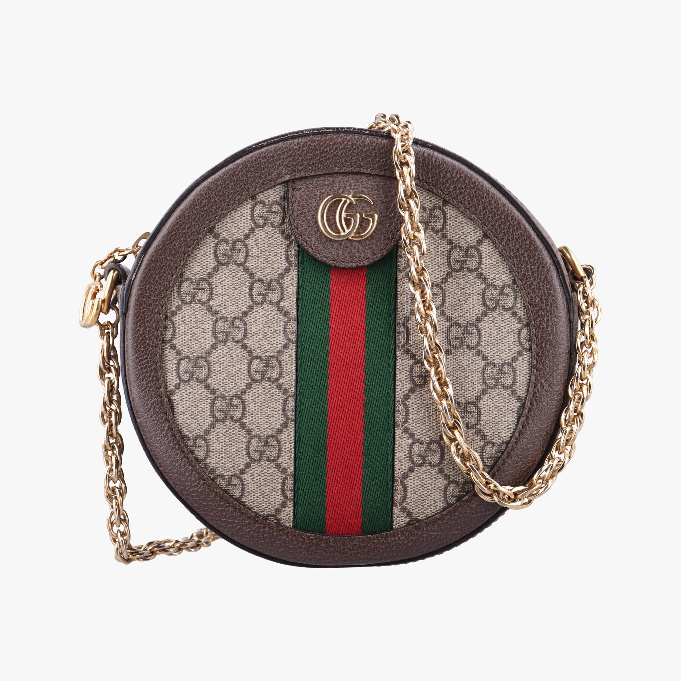 Pre-owned Gucci Ophidia Brown×beige×multi PVC coated canvas×Leather 550618 shoulderbag | stylenewstar