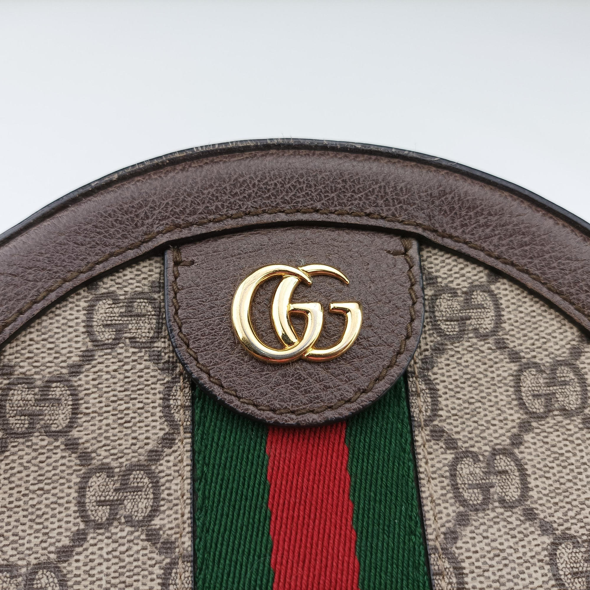 Pre-owned Gucci Ophidia Brown×beige×multi PVC coated canvas×Leather 550618 shoulderbag | stylenewstar