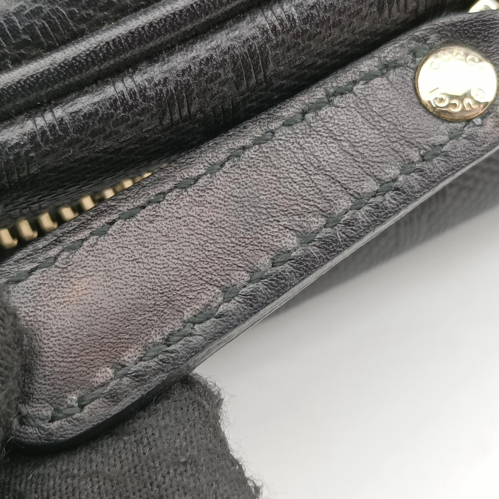 Pre-owned Gucci GG plus GG Supreme Briefcase Black Leather 201480 handbag | stylenewstar