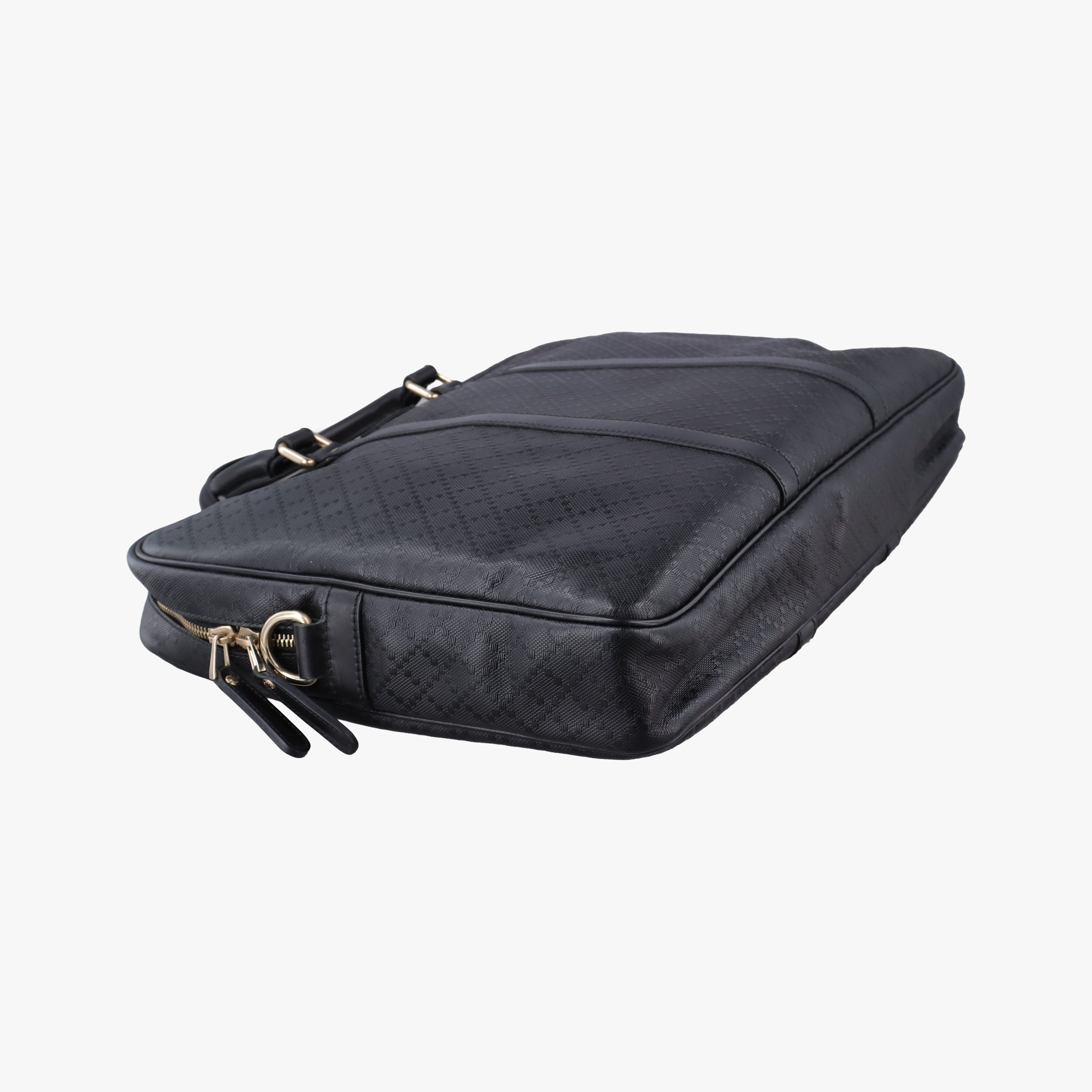 Pre-owned Gucci GG plus GG Supreme Briefcase Black Leather 201480 handbag | stylenewstar