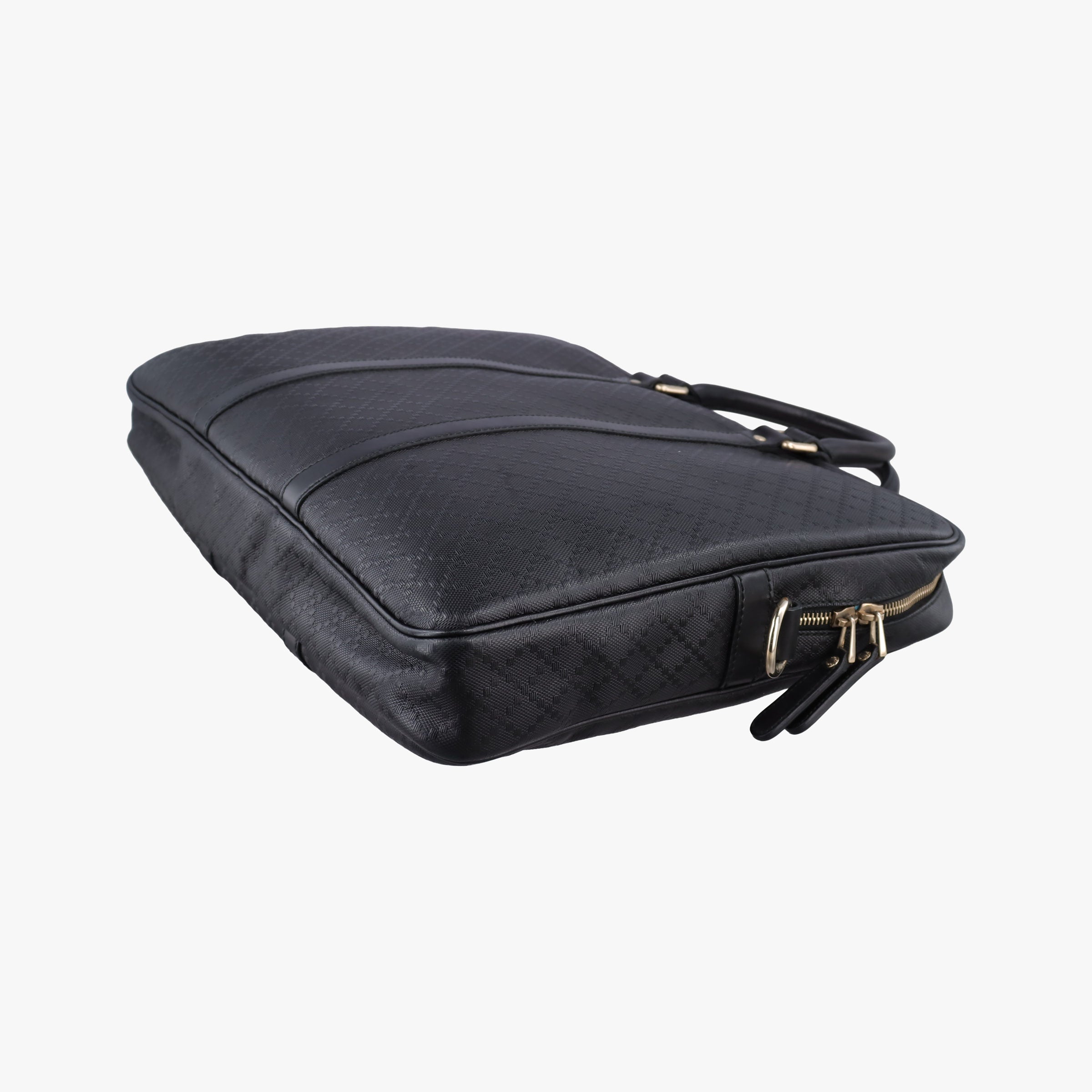 Pre-owned Gucci GG plus GG Supreme Briefcase Black Leather 201480 handbag | stylenewstar