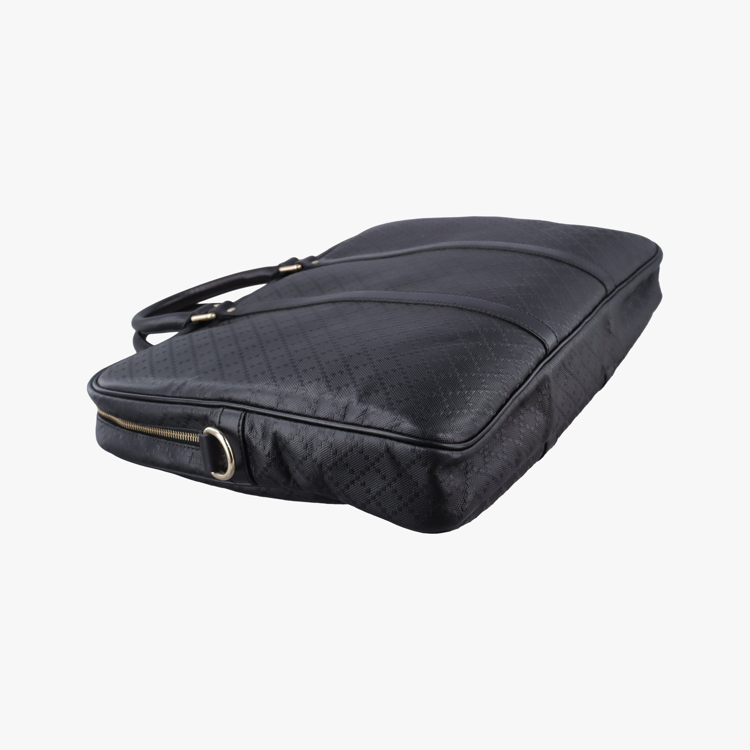 Pre-owned Gucci GG plus GG Supreme Briefcase Black Leather 201480 handbag | stylenewstar