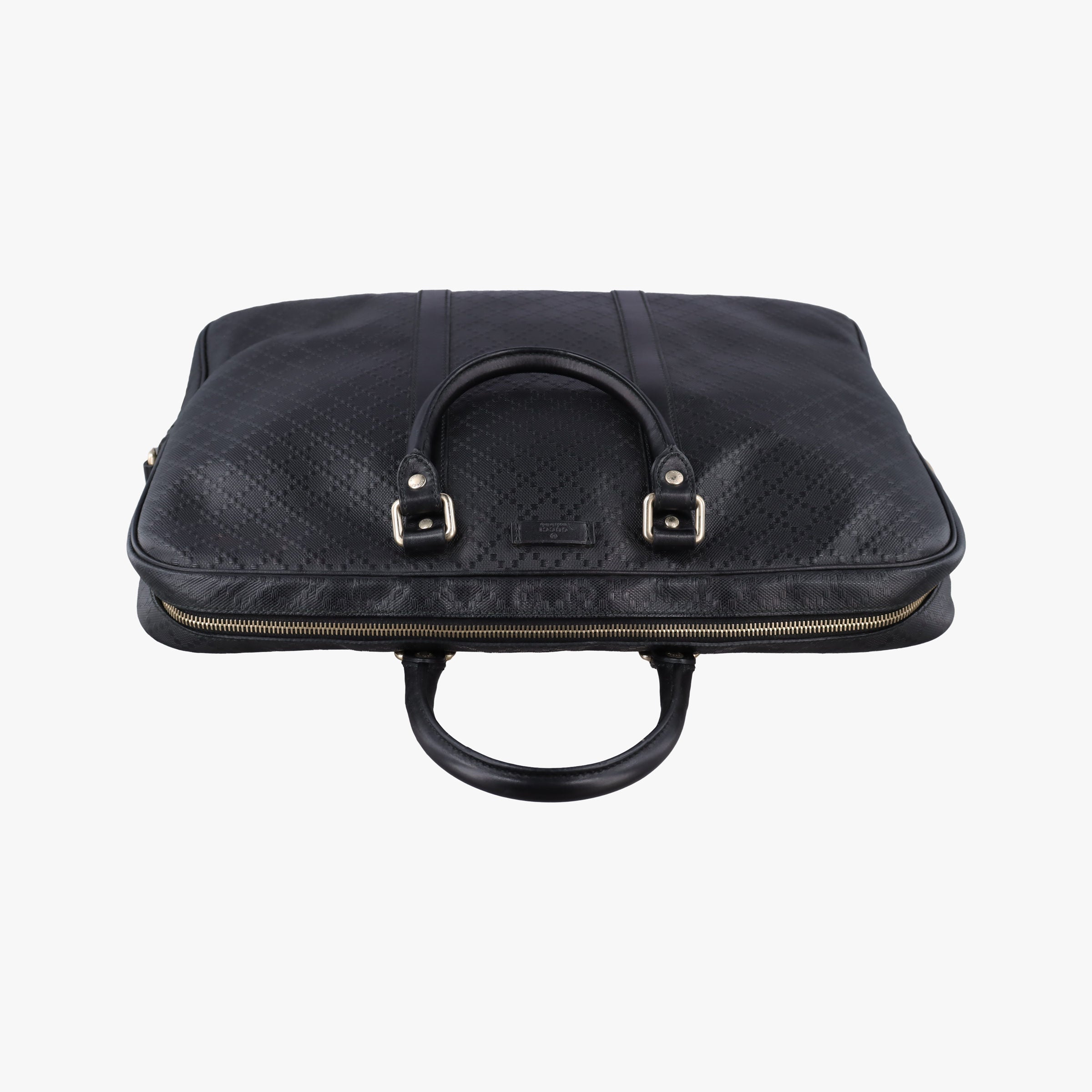 Pre-owned Gucci GG plus GG Supreme Briefcase Black Leather 201480 handbag | stylenewstar