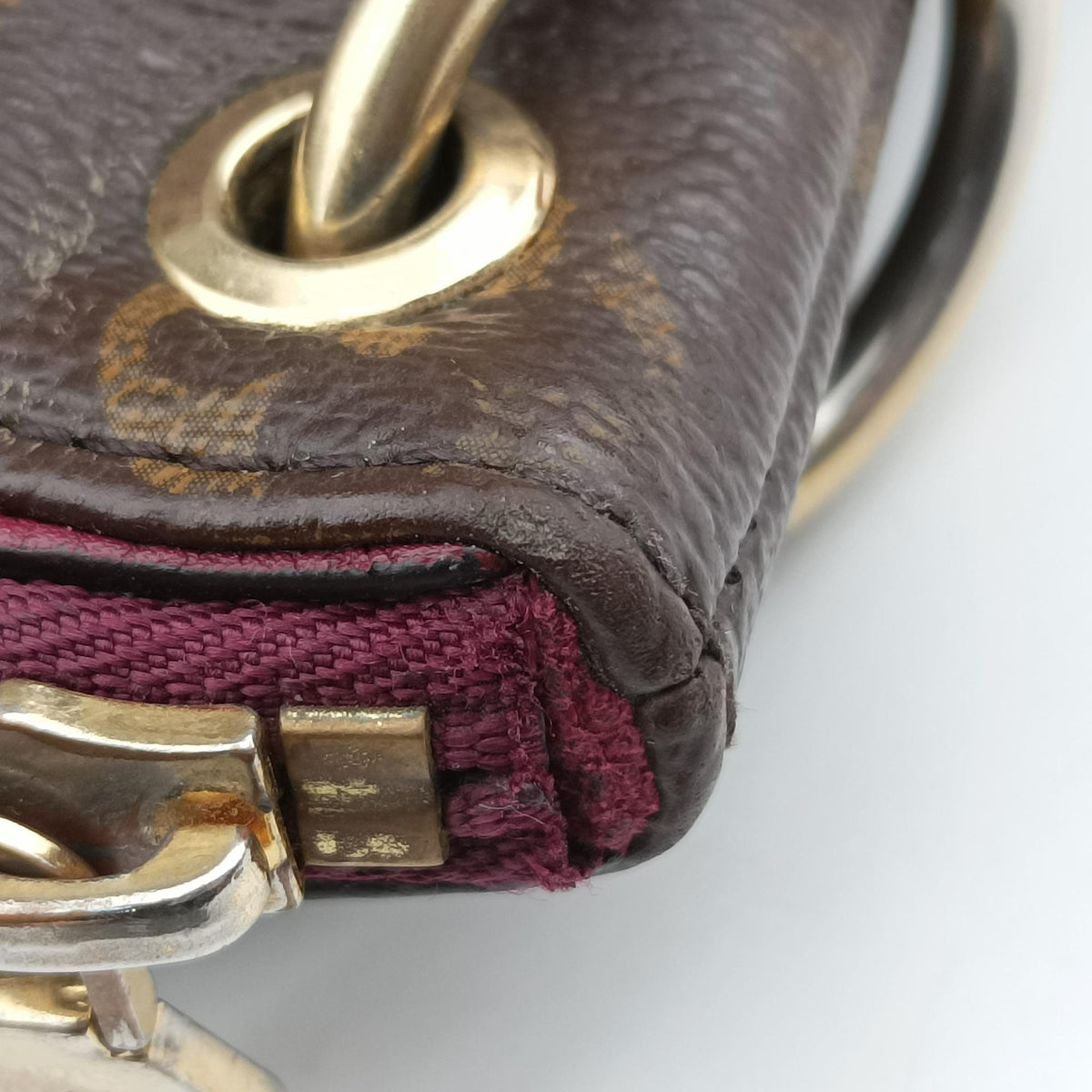 Pre-owned Louis Vuitton PALLAS brown×RAISIN Monogram Canvas×calf leather M41599 shoulderbag | stylenewstar
