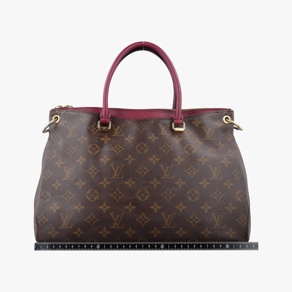 Pre-owned Louis Vuitton PALLAS brown×RAISIN Monogram Canvas×calf leather M41599 shoulderbag | stylenewstar