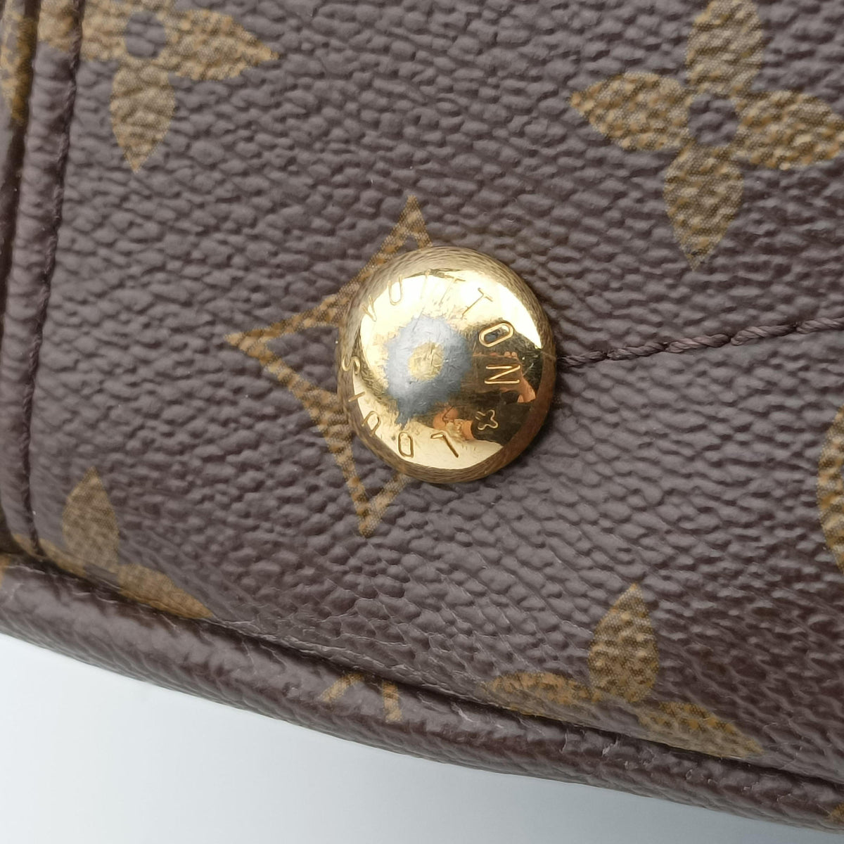 Pre-owned Louis Vuitton PALLAS brown×RAISIN Monogram Canvas×calf leather M41599 shoulderbag | stylenewstar