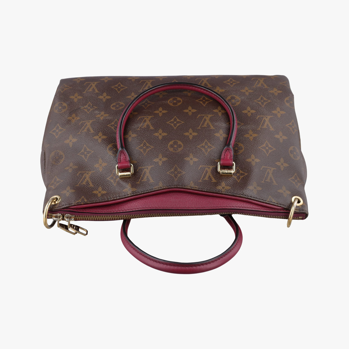 Pre-owned Louis Vuitton PALLAS brown×RAISIN Monogram Canvas×calf leather M41599 shoulderbag | stylenewstar