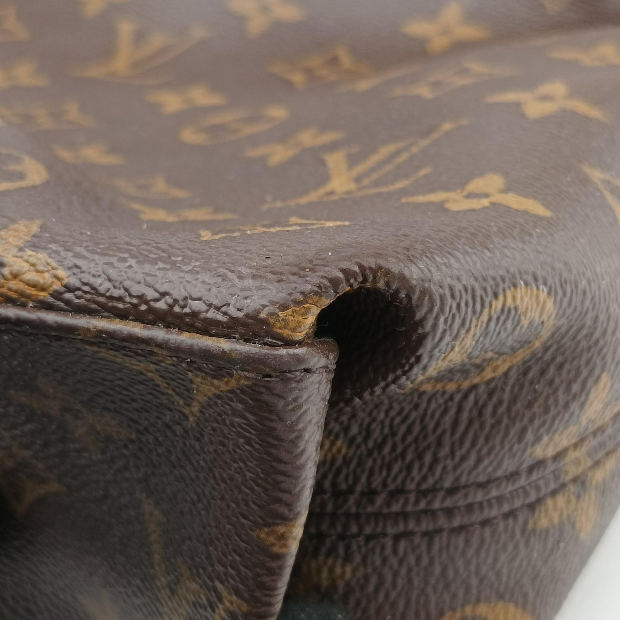Pre-owned Louis Vuitton Tuileries Bezas Brown×Navy Monogram Canvas×calf leather M43154 shoulderbag | stylenewstar