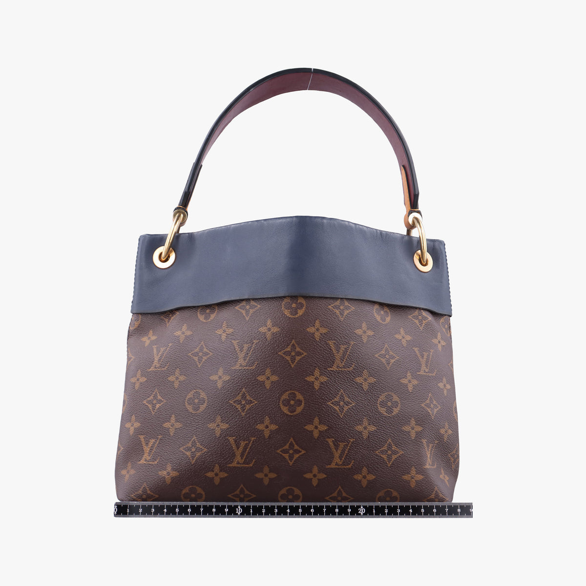 Pre-owned Louis Vuitton Tuileries Bezas Brown×Navy Monogram Canvas×calf leather M43154 shoulderbag | stylenewstar
