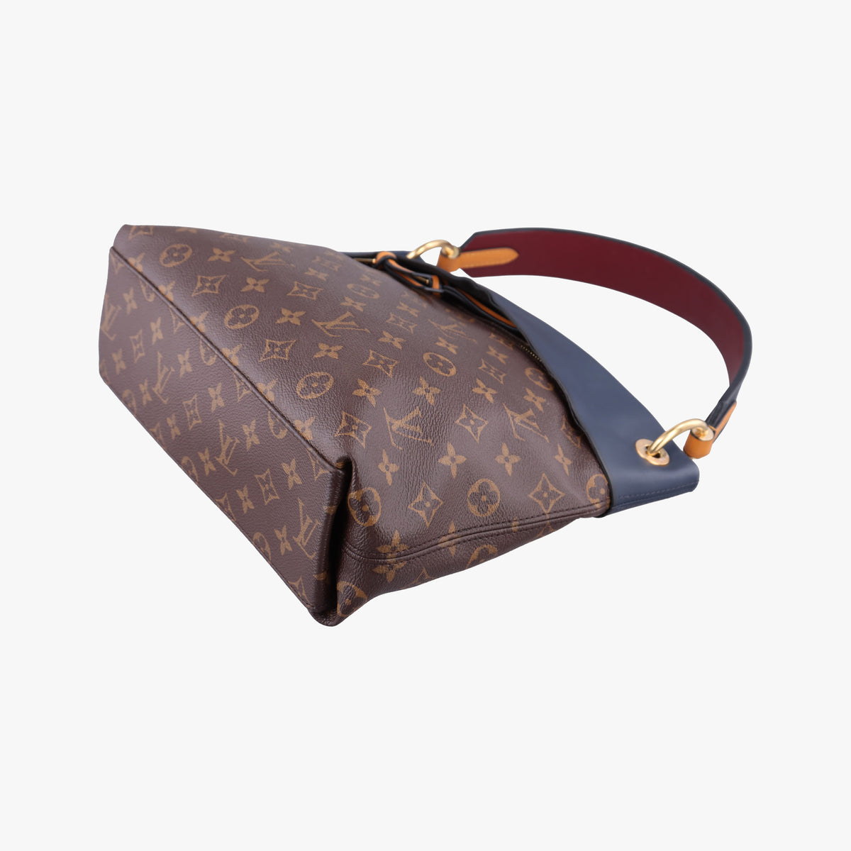Pre-owned Louis Vuitton Tuileries Bezas Brown×Navy Monogram Canvas×calf leather M43154 shoulderbag | stylenewstar