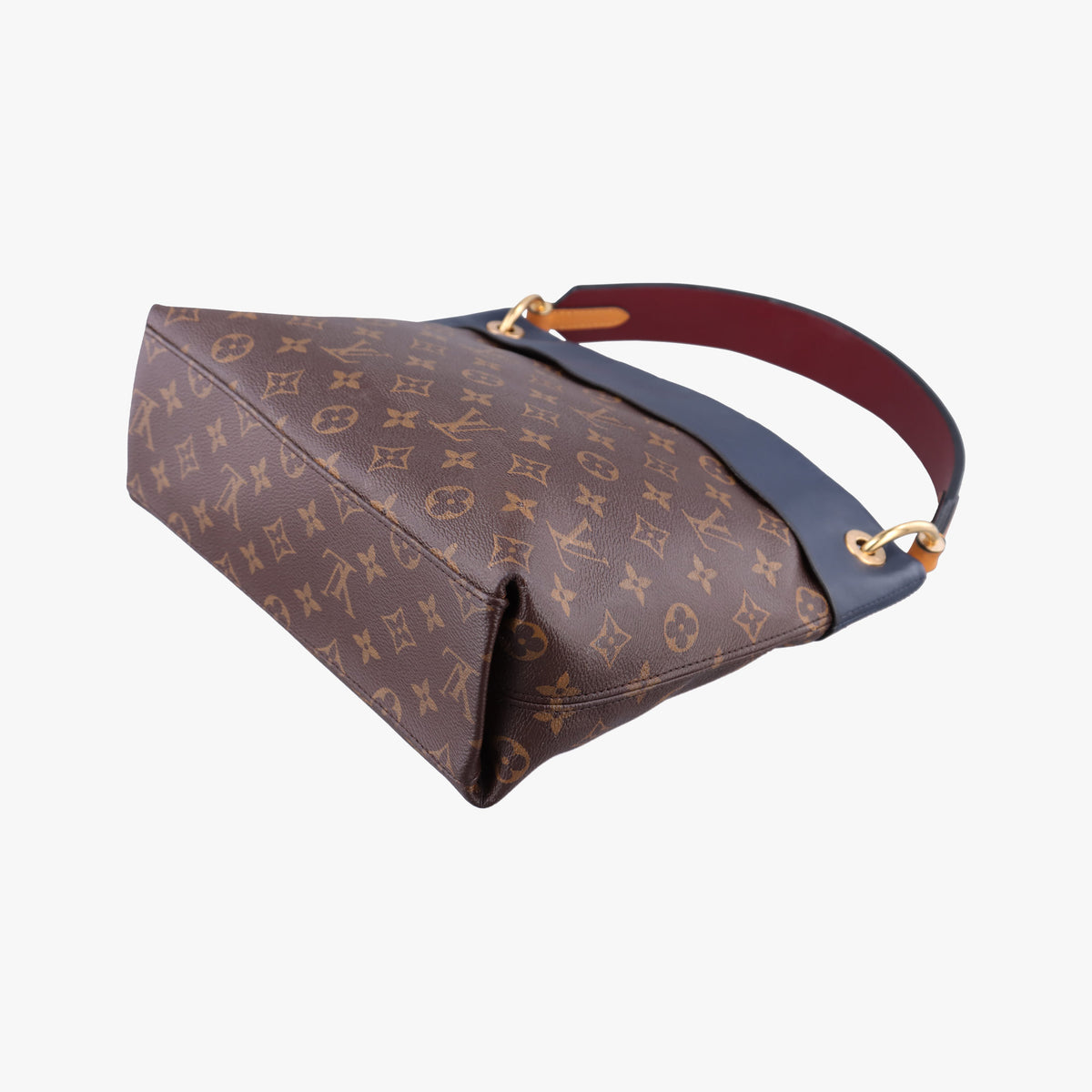 Pre-owned Louis Vuitton Tuileries Bezas Brown×Navy Monogram Canvas×calf leather M43154 shoulderbag | stylenewstar