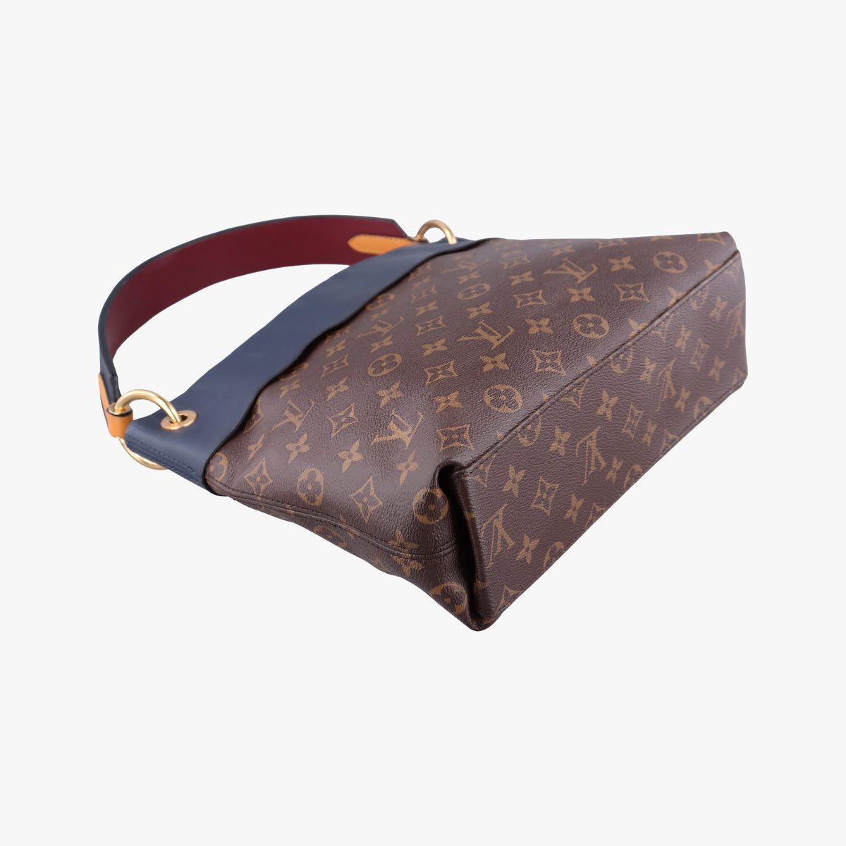Pre-owned Louis Vuitton Tuileries Bezas Brown×Navy Monogram Canvas×calf leather M43154 shoulderbag | stylenewstar