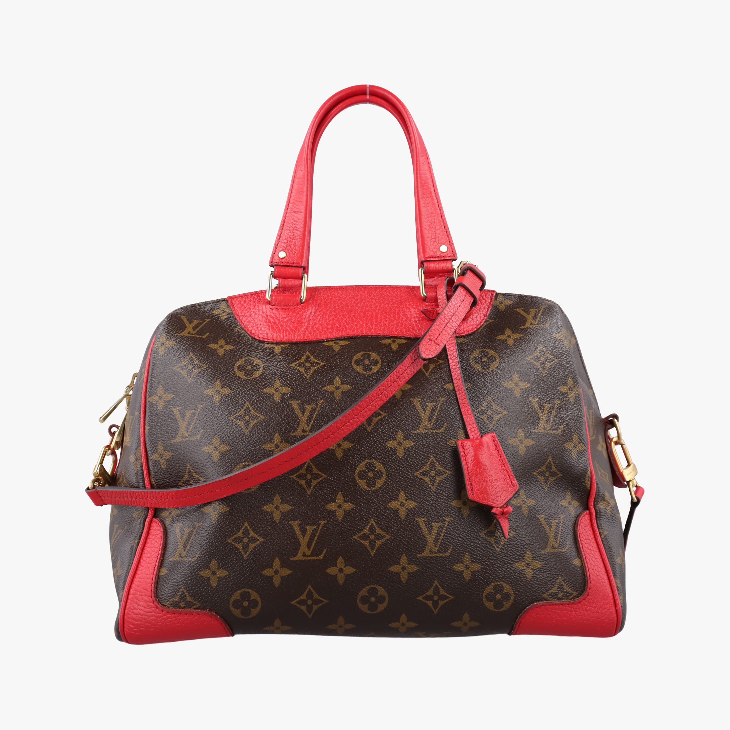 Secondhand Louis Vuitton RETIRO PM brown×CERISE Monogram Canvas×calf leather M40546 shoulderbag | stylenewstar
