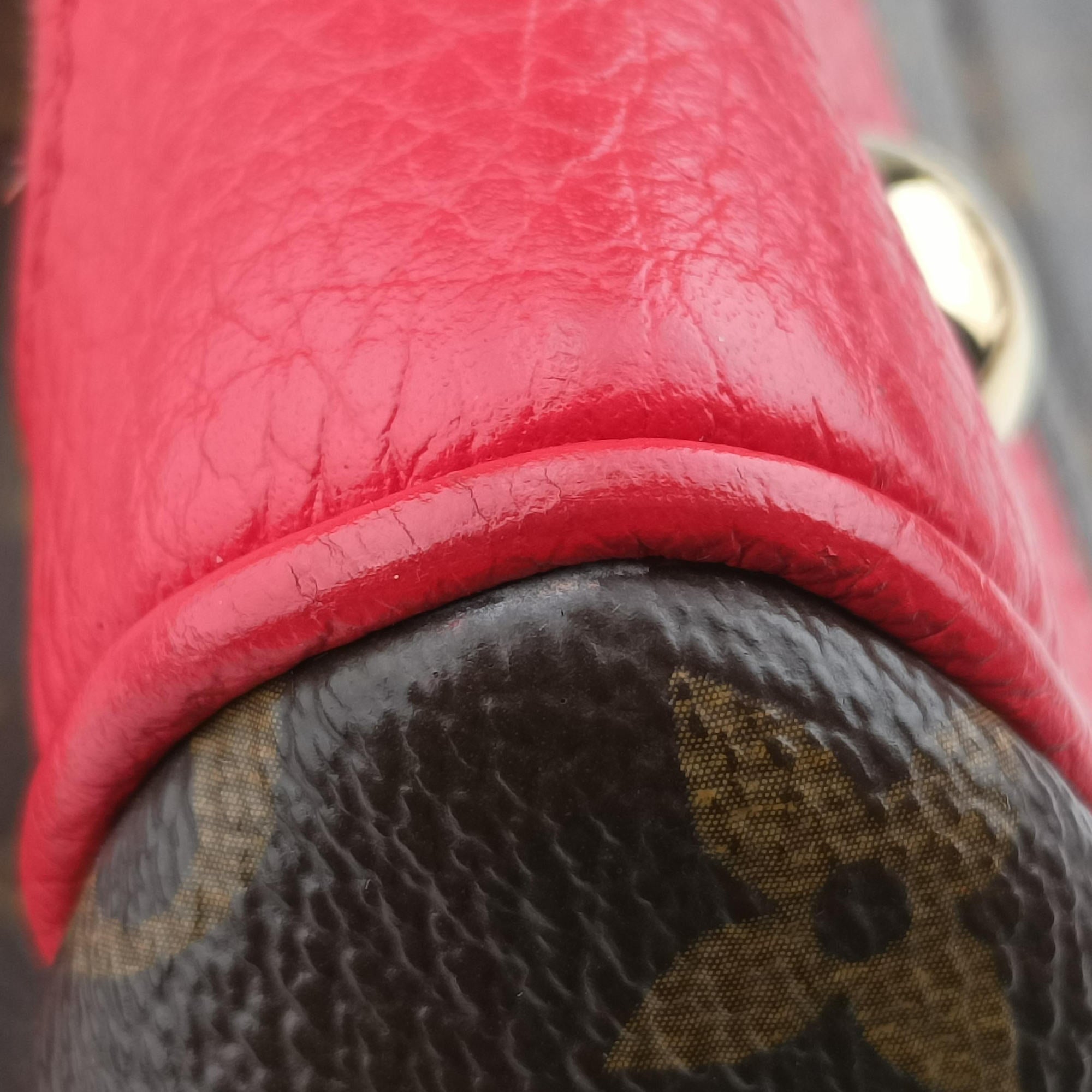 Secondhand Louis Vuitton RETIRO PM brown×CERISE Monogram Canvas×calf leather M40546 shoulderbag | stylenewstar