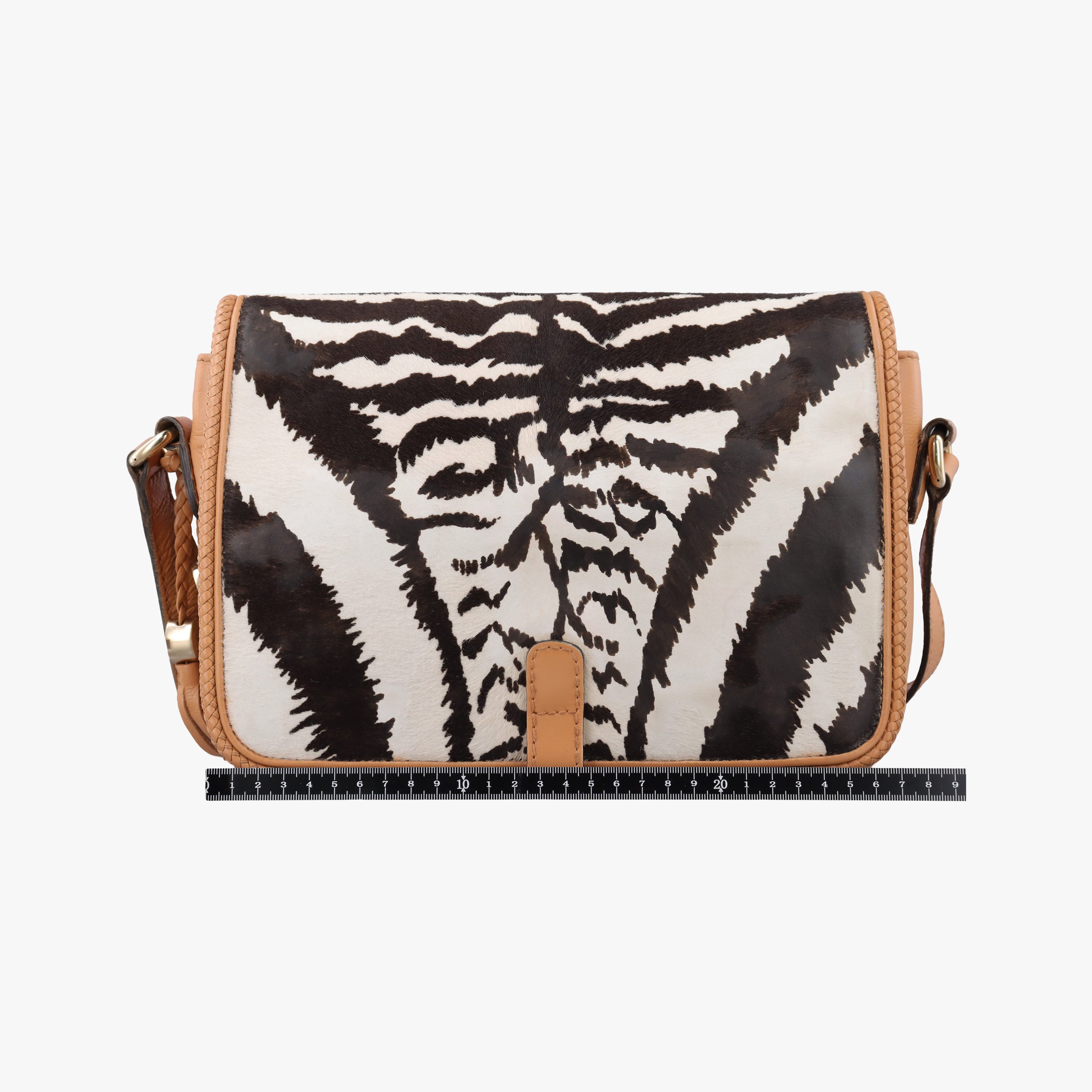 Pre-owned Gucci Marrakech zebra print Beige x Black x White ponyhair×Leather 257024 shoulderbag | stylenewstar