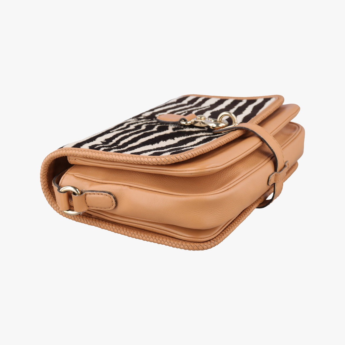 Pre-owned Gucci Marrakech zebra print Beige x Black x White ponyhair×Leather 257024 shoulderbag | stylenewstar