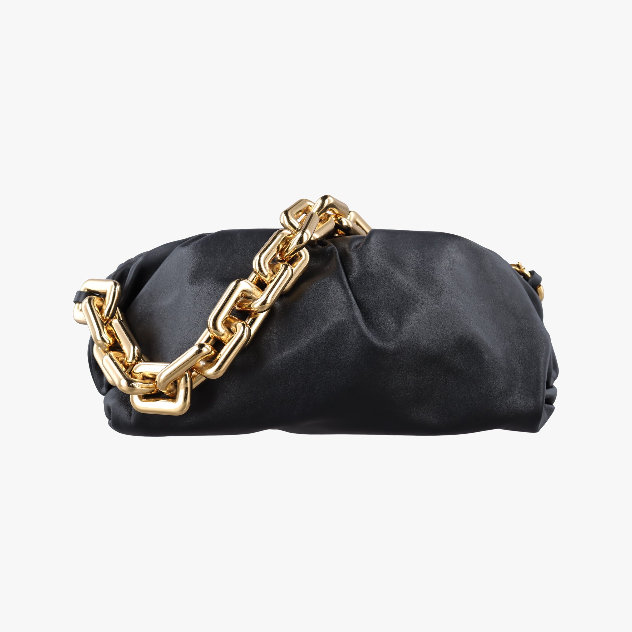 Pre-owned Bottega Veneta THE Chain Pouch Black lambskin  shoulderbag | stylenewstar
