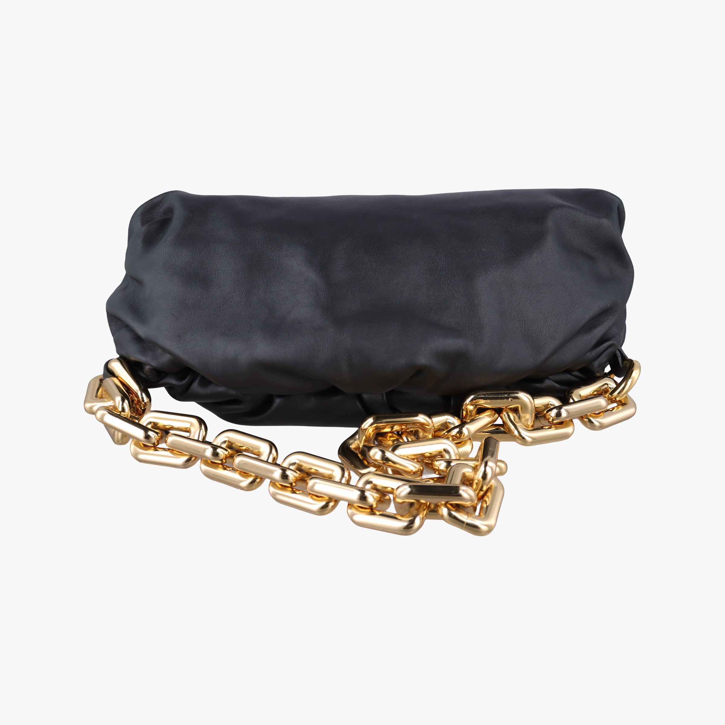 Pre-owned Bottega Veneta THE Chain Pouch Black lambskin  shoulderbag | stylenewstar
