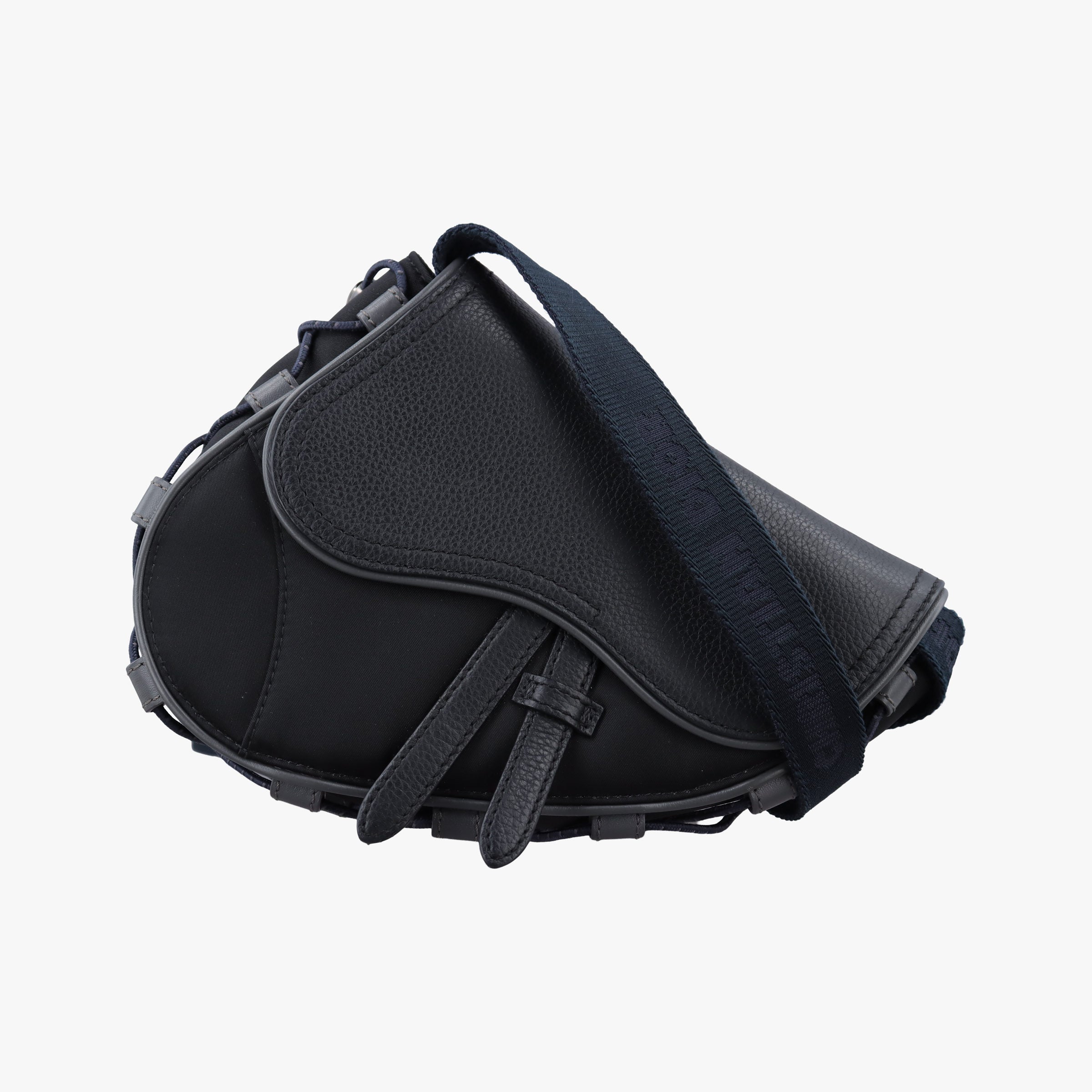 Secondhand Christian Dior saddle Black Leather×Nylon  shoulderbag | stylenewstar