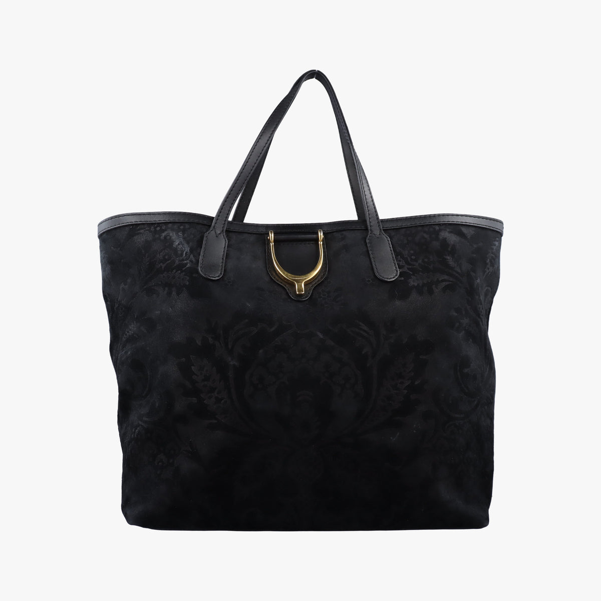 Pre-owned Gucci Goldmark Top Handle Black Suede 305585 handbag | stylenewstar