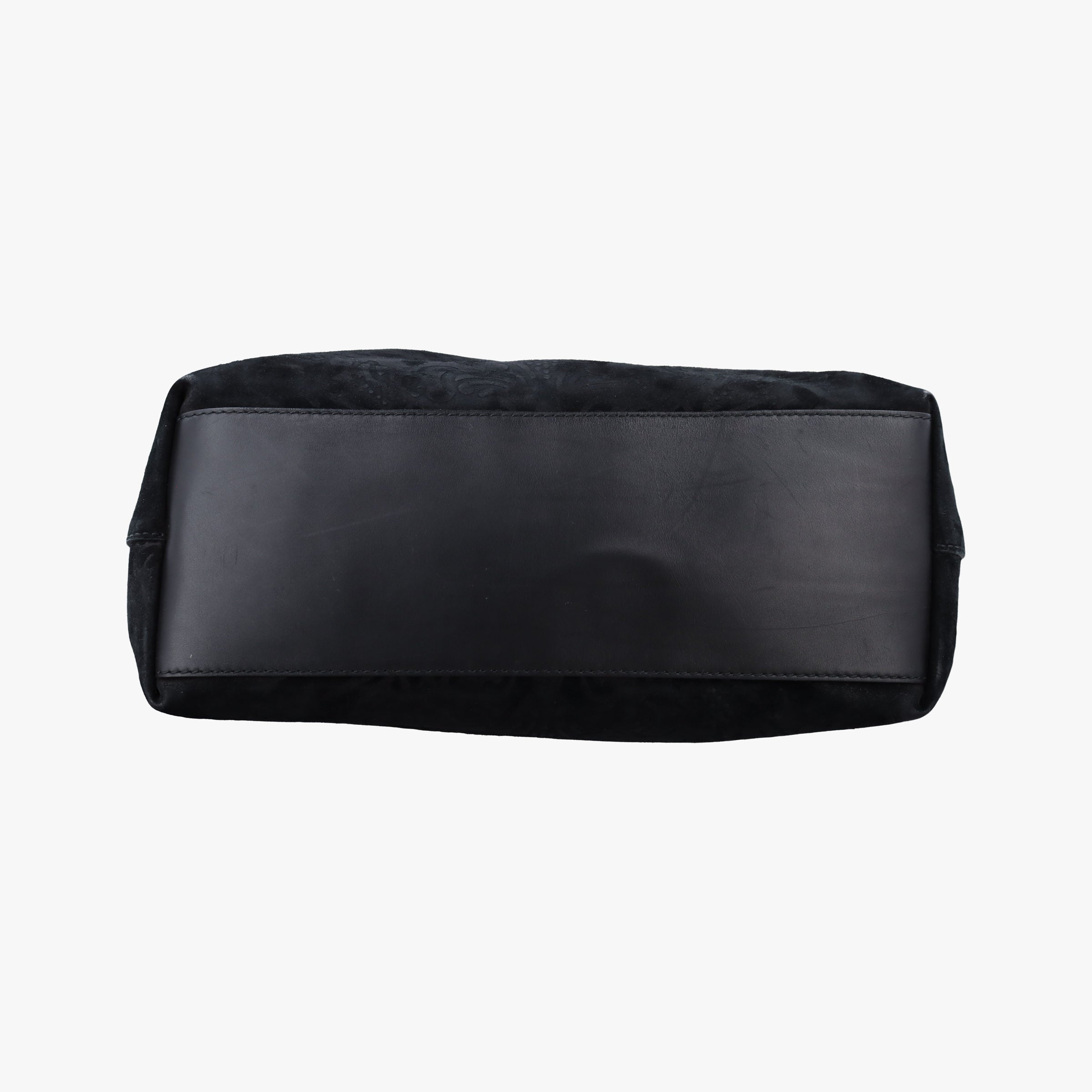 Pre-owned Gucci Goldmark Top Handle Black Suede 305585 handbag | stylenewstar