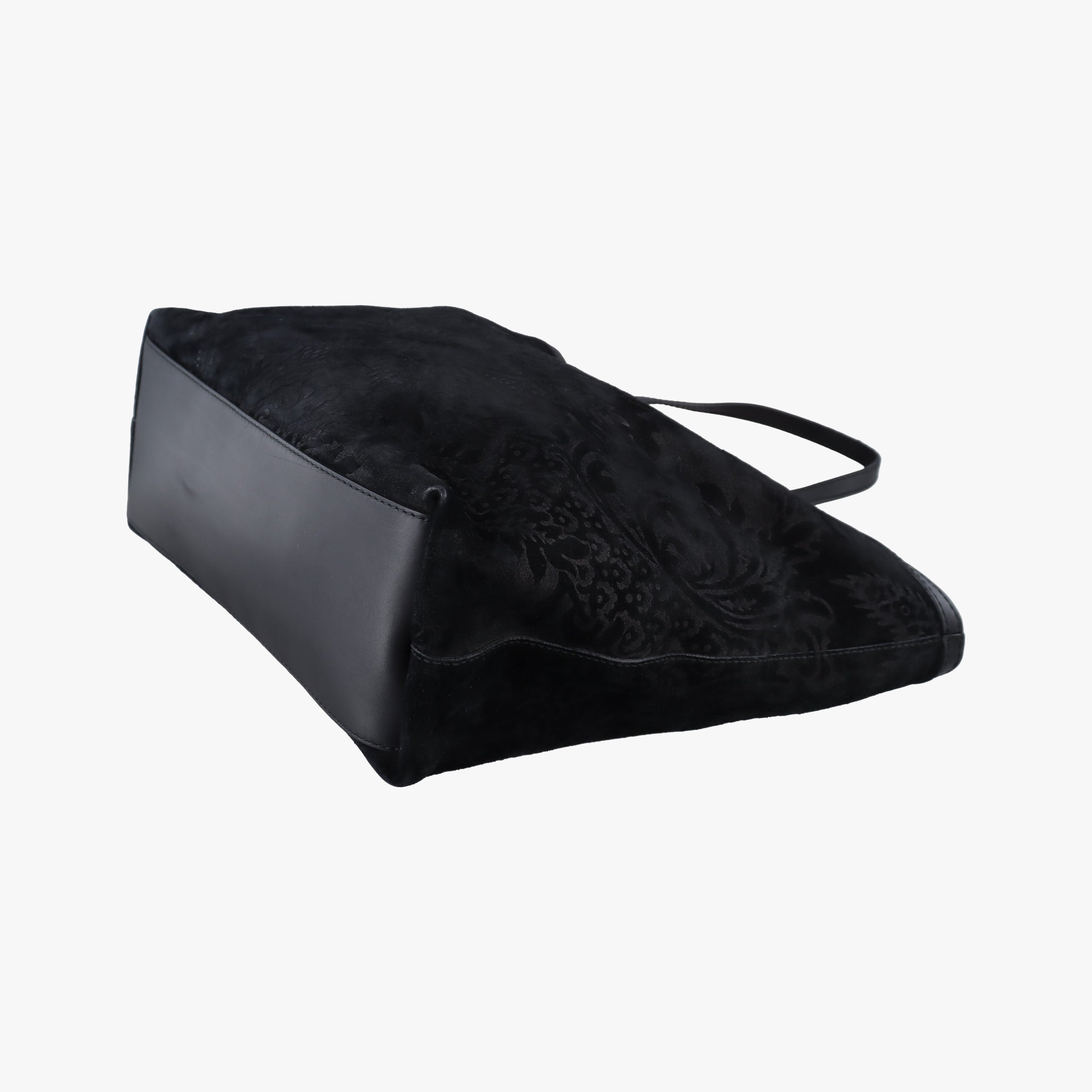 Pre-owned Gucci Goldmark Top Handle Black Suede 305585 handbag | stylenewstar