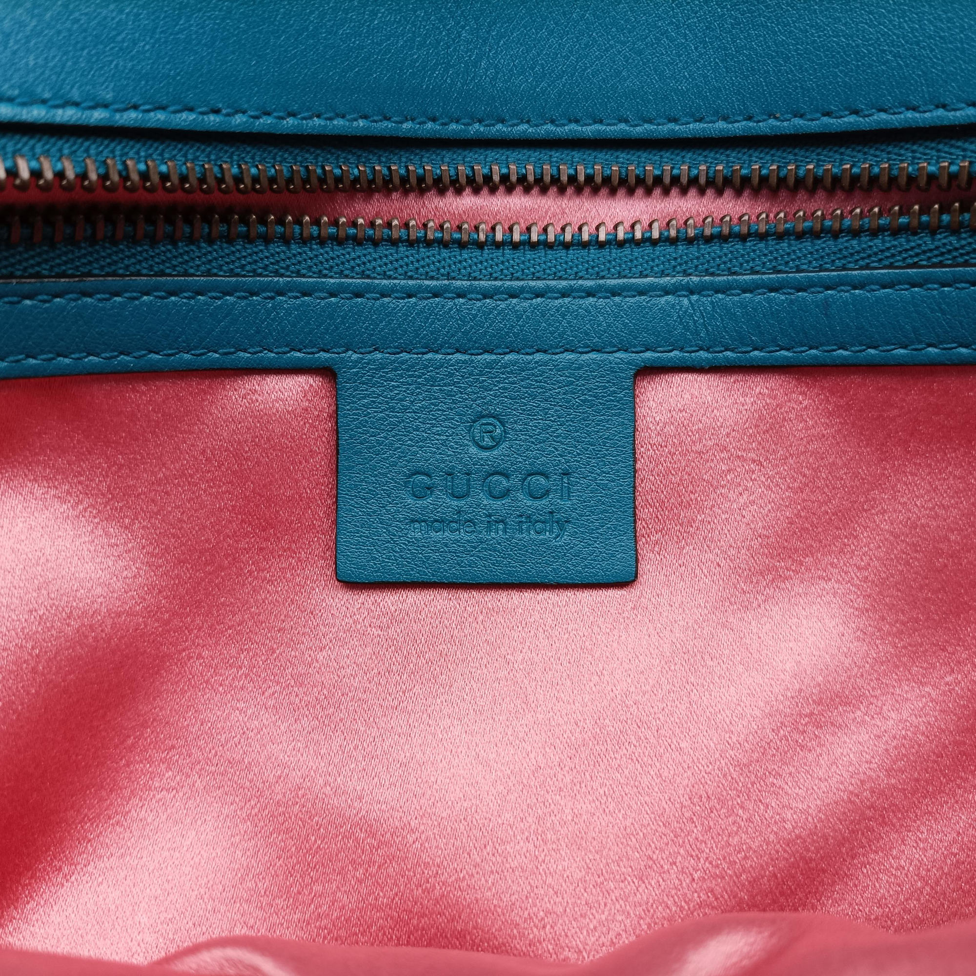 Pre-owned Gucci GG Marmont Blue velour 443497 shoulderbag | stylenewstar