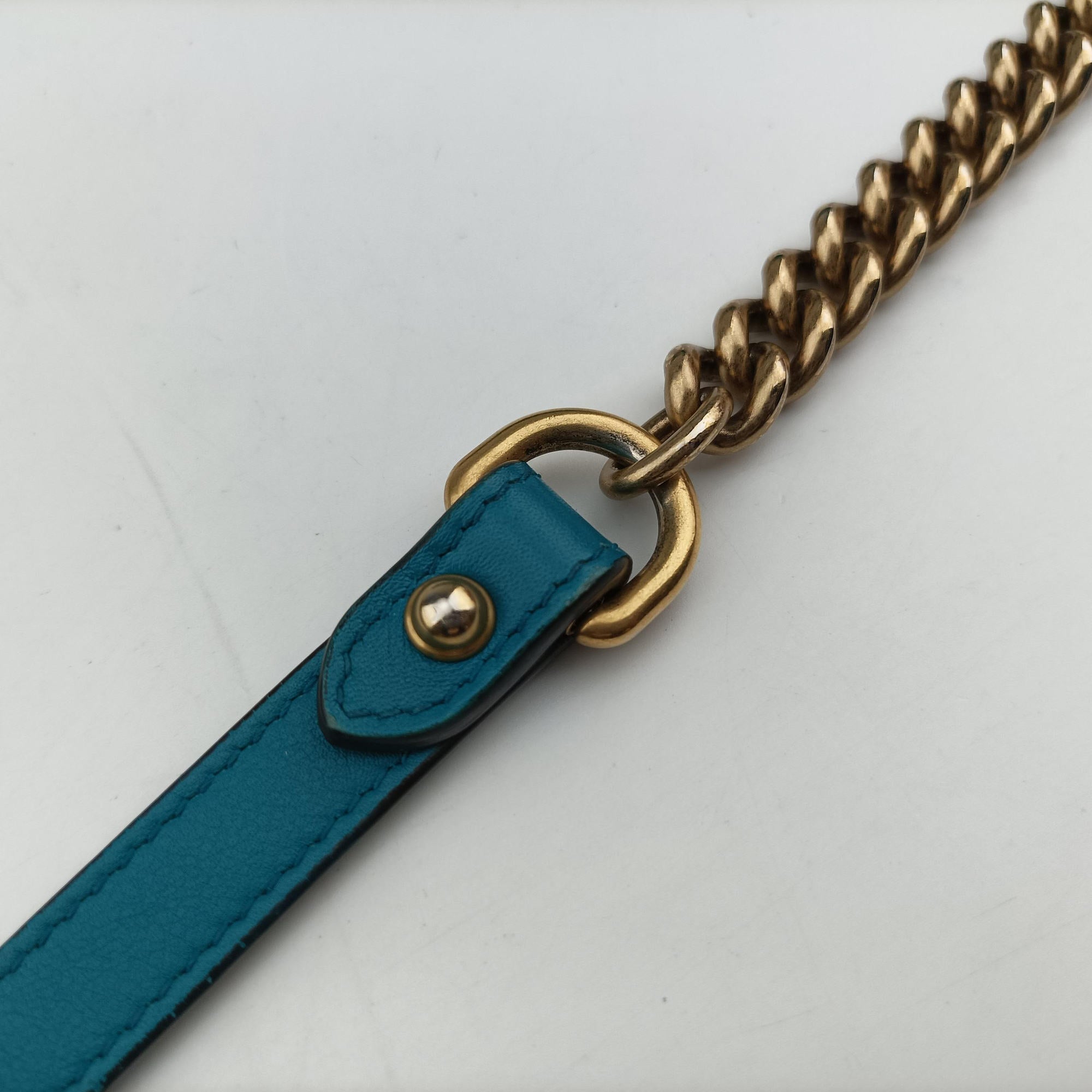 Pre-owned Gucci GG Marmont Blue velour 443497 shoulderbag | stylenewstar