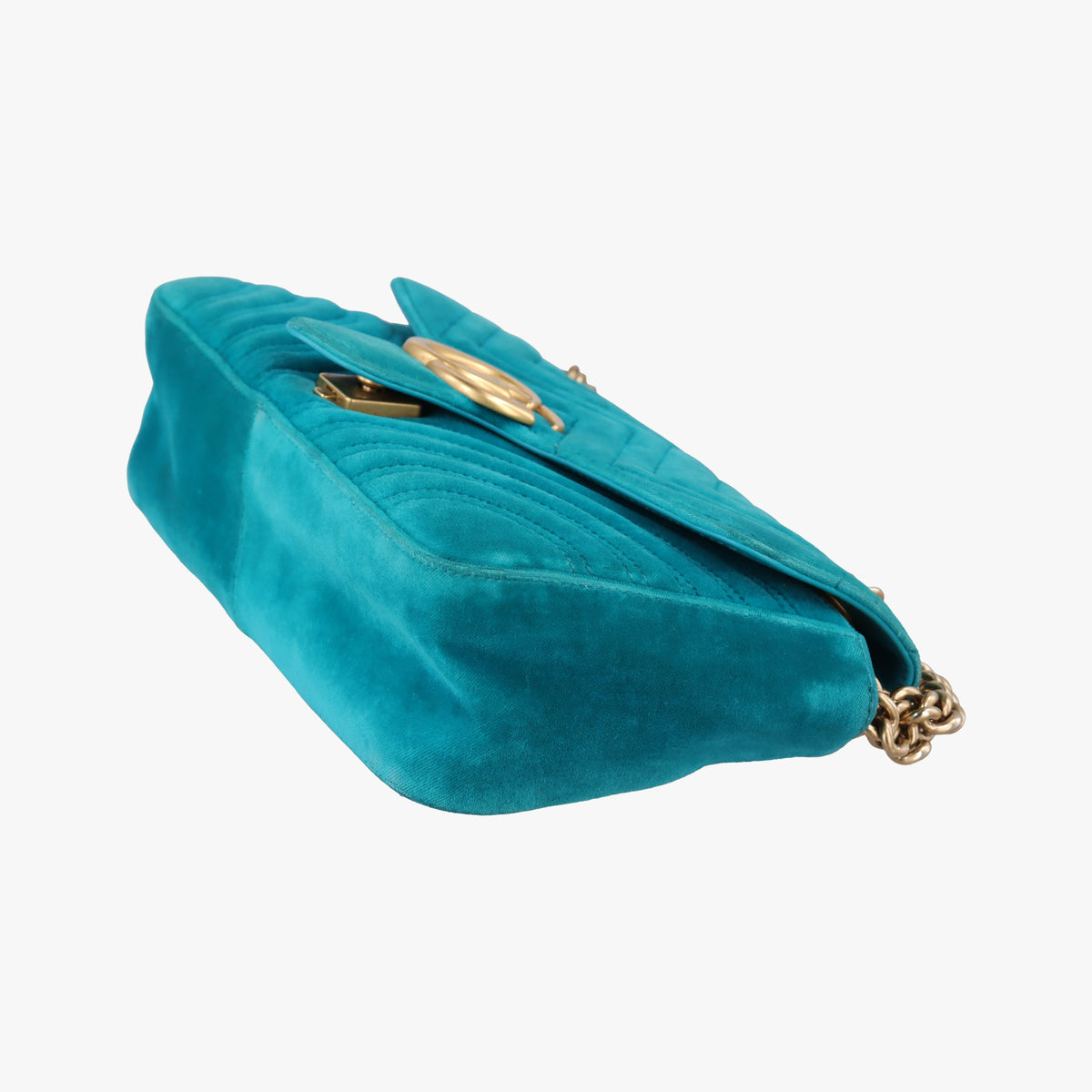 Pre-owned Gucci GG Marmont Blue velour 443497 shoulderbag | stylenewstar